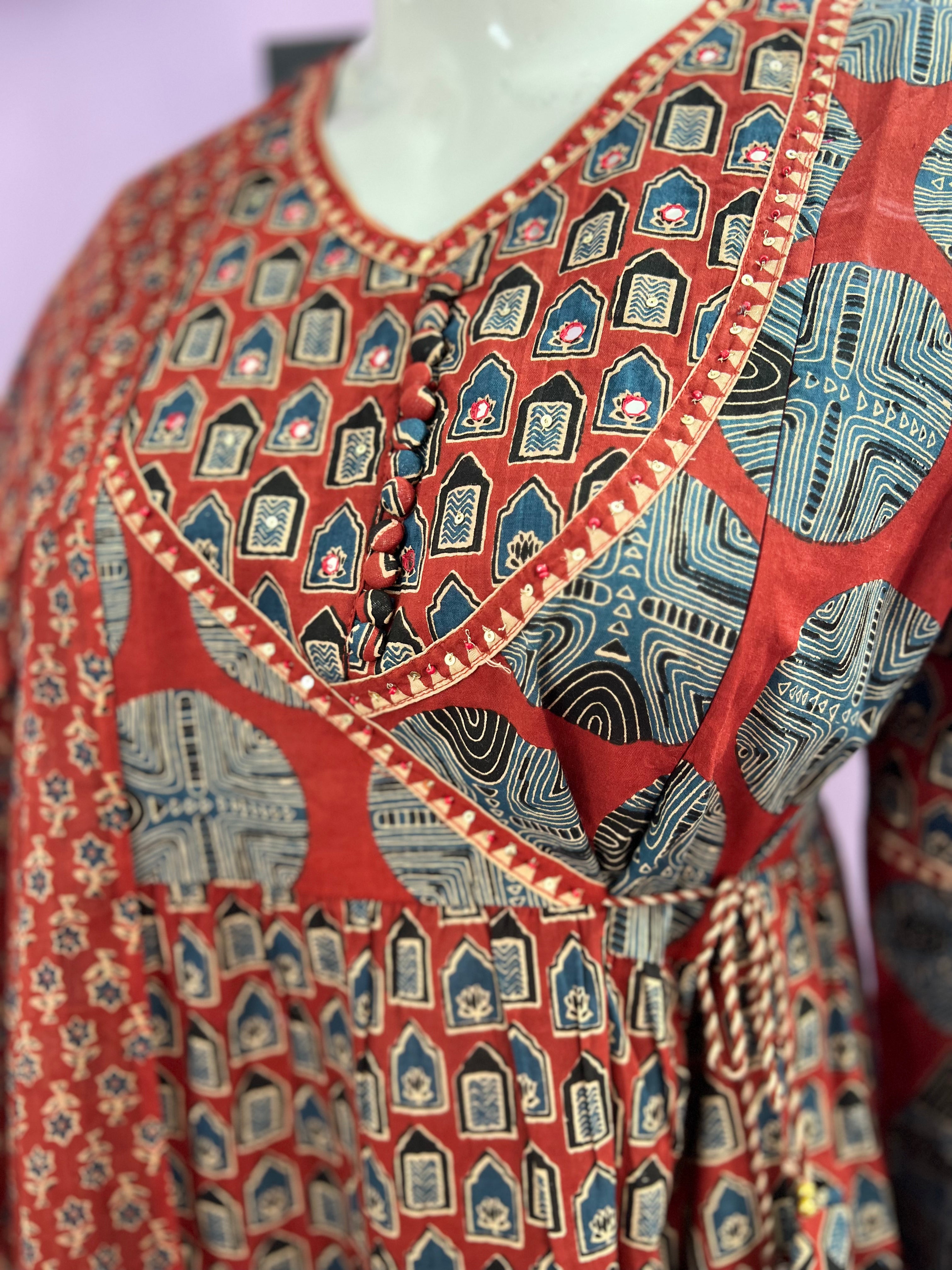 Pure Cotton Flared Anarkali With Pant and Dupatta for Feeding and Maternity Purpose