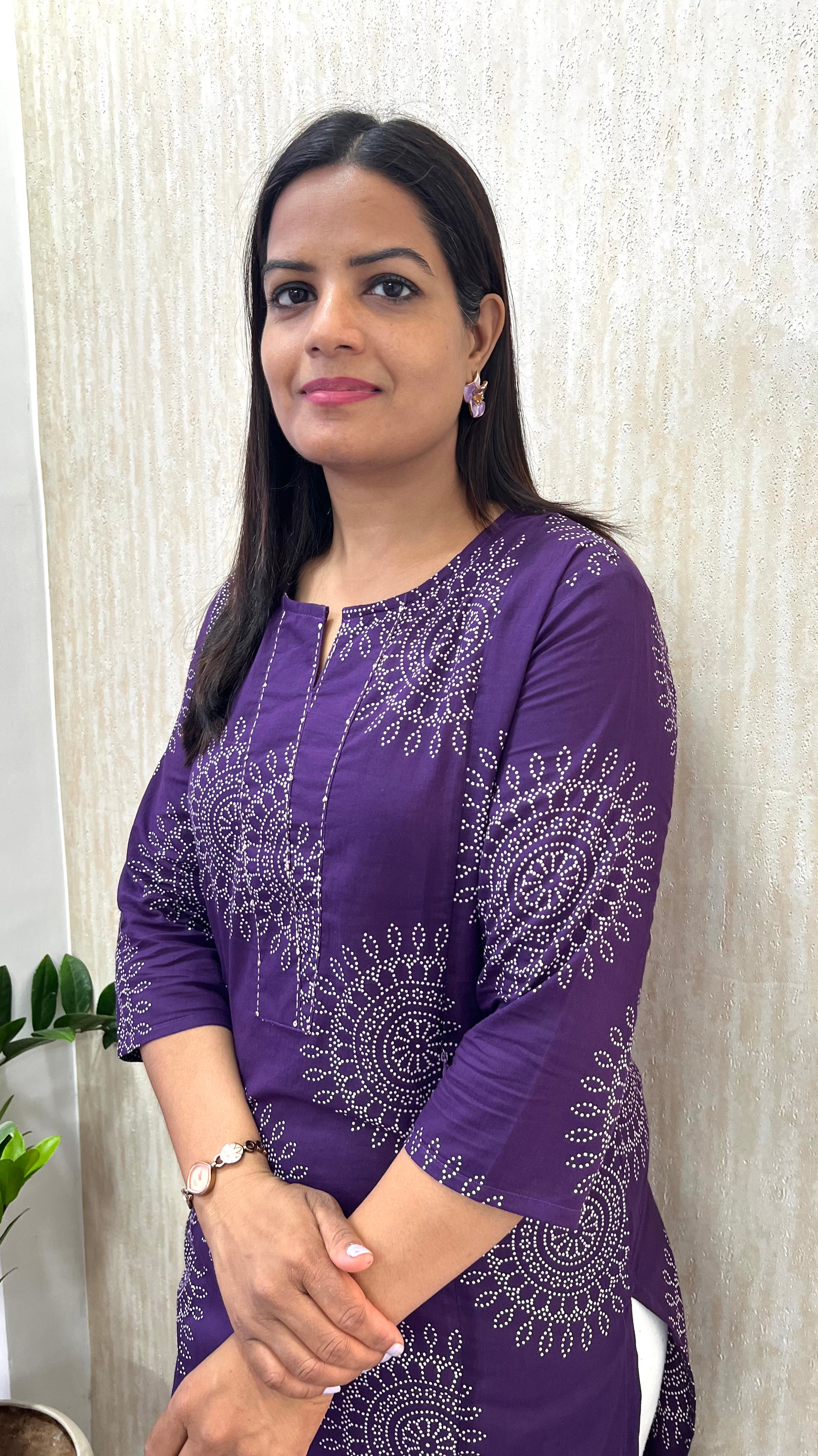 MUMZHUG Pure Cotton Jaipuri Print Feeding Kurta โ Royal Purple | Maternity & Nursing Wear