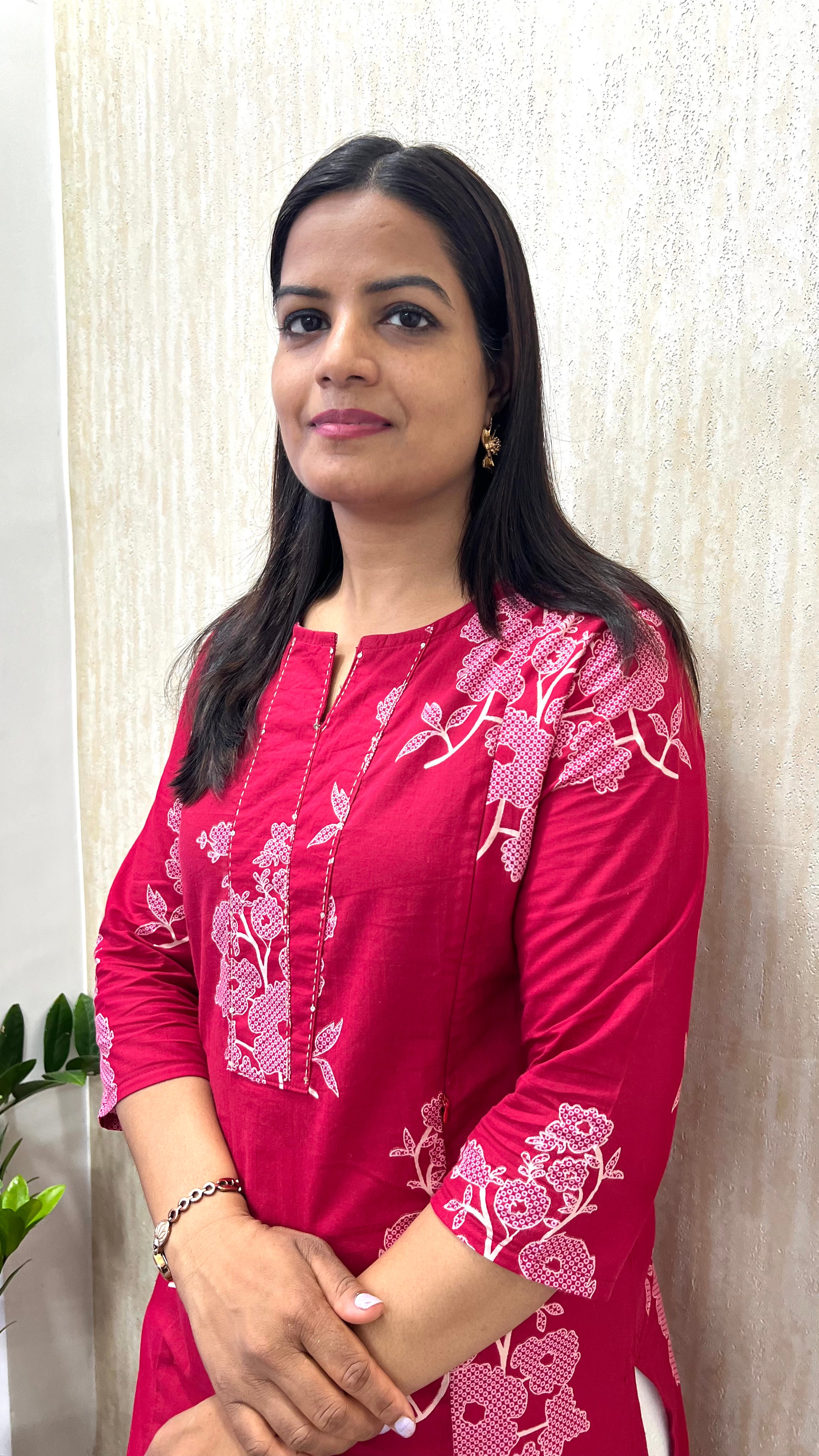 MUMZHUG Pure Cotton Jaipuri Print Feeding Kurta – Tomato Red Floral | Maternity & Nursing Wear