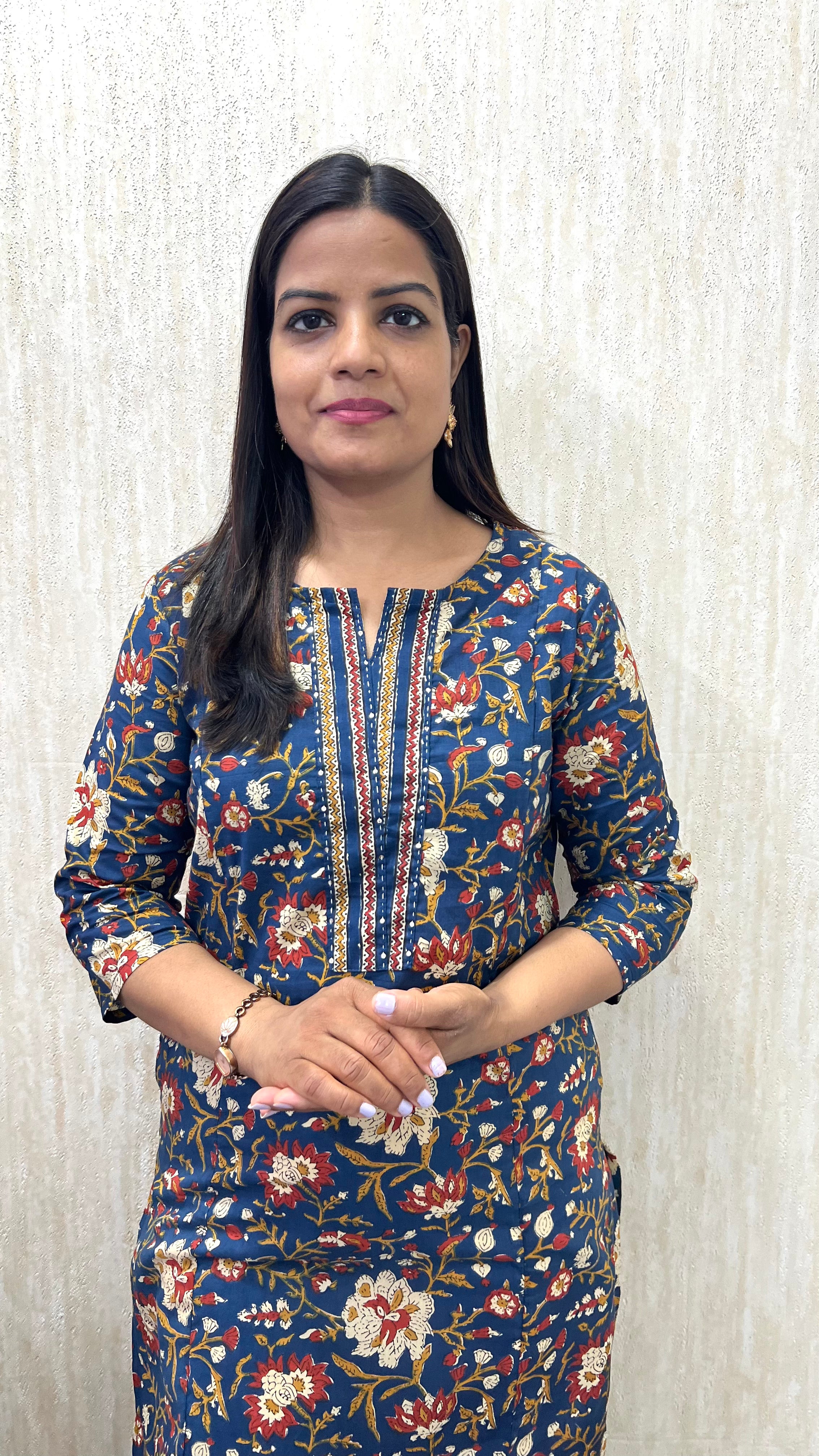 MUMZHUG Pure Cotton Jaipuri Print Feeding Kurta – Indigo Blue Floral | Maternity & Nursing Wear