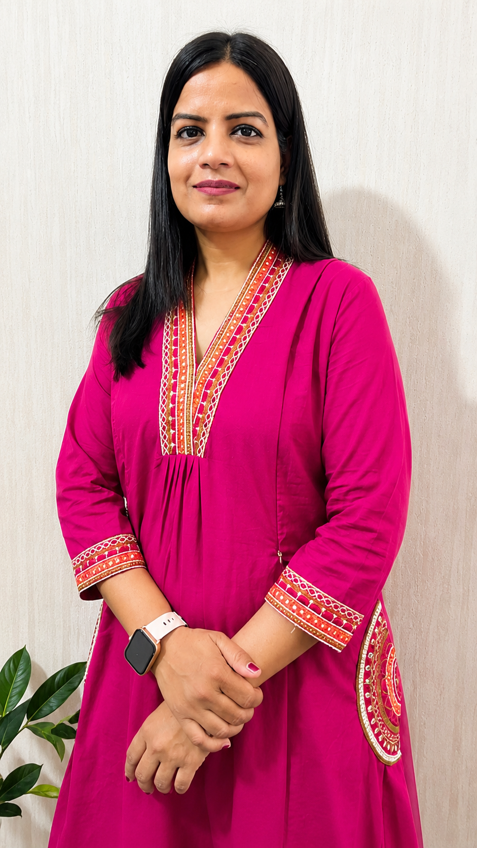 MUMZHUG Pure Cotton Fuchsia Embroidered Feeding & Maternity Kurta Pant with Chiffon Dupatta Set | Soft Nursing Wear | Rakhi Collection | Dispatch Starts from 7th August