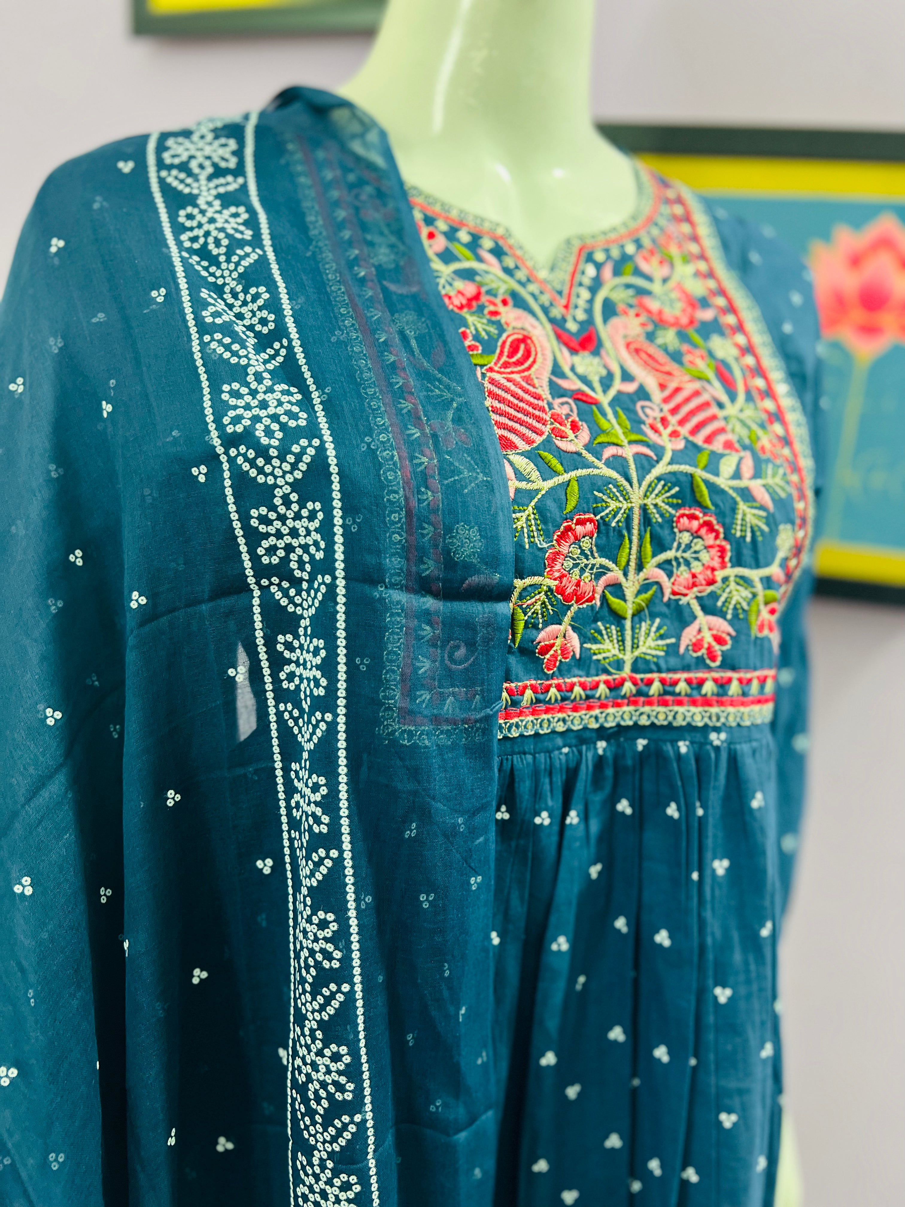 Cotton Embroidered Kurta Set For Feeding and Maternity Purpose