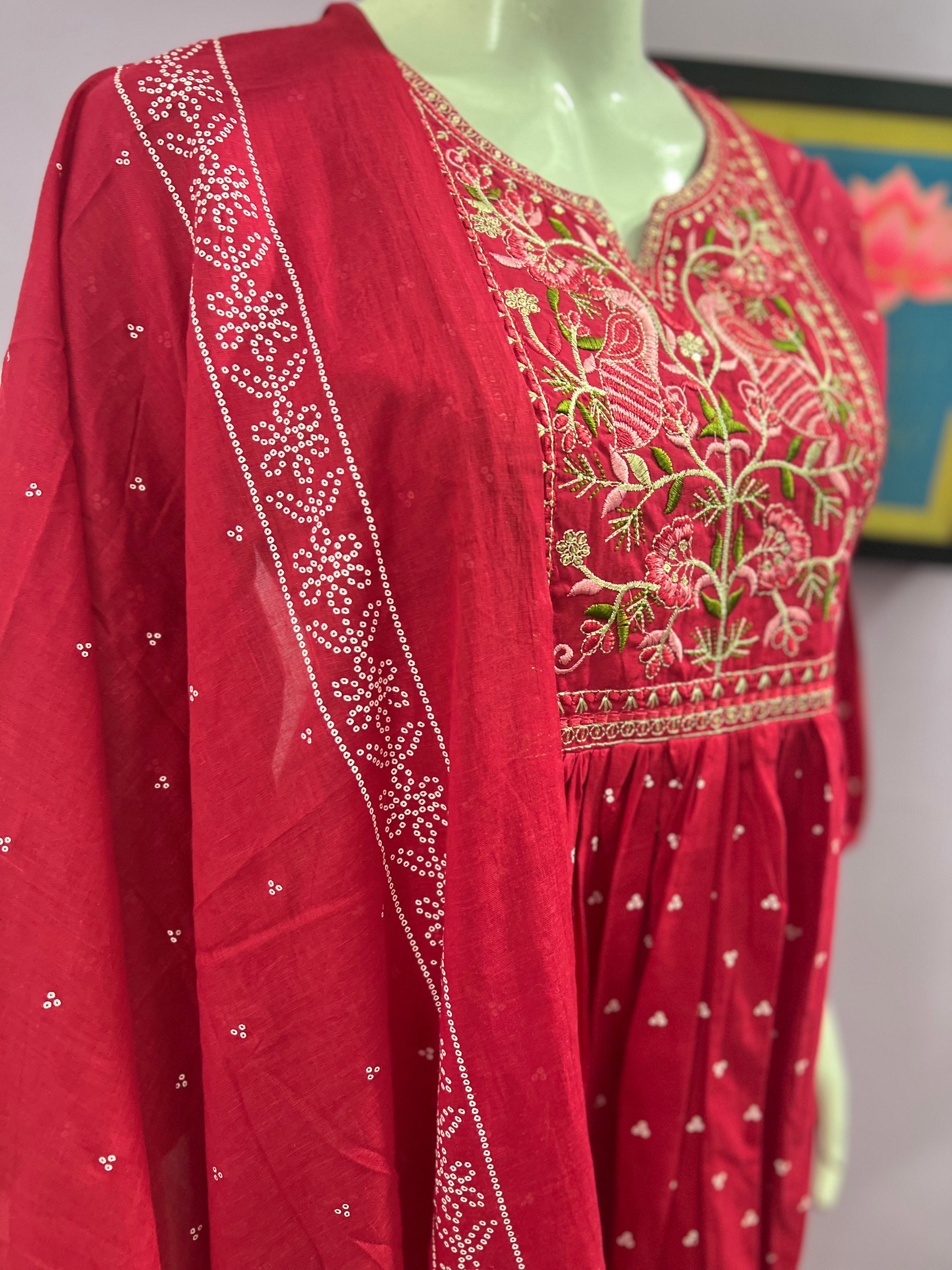 Cotton Embroidered Kurta Set For Feeding and Maternity Purpose