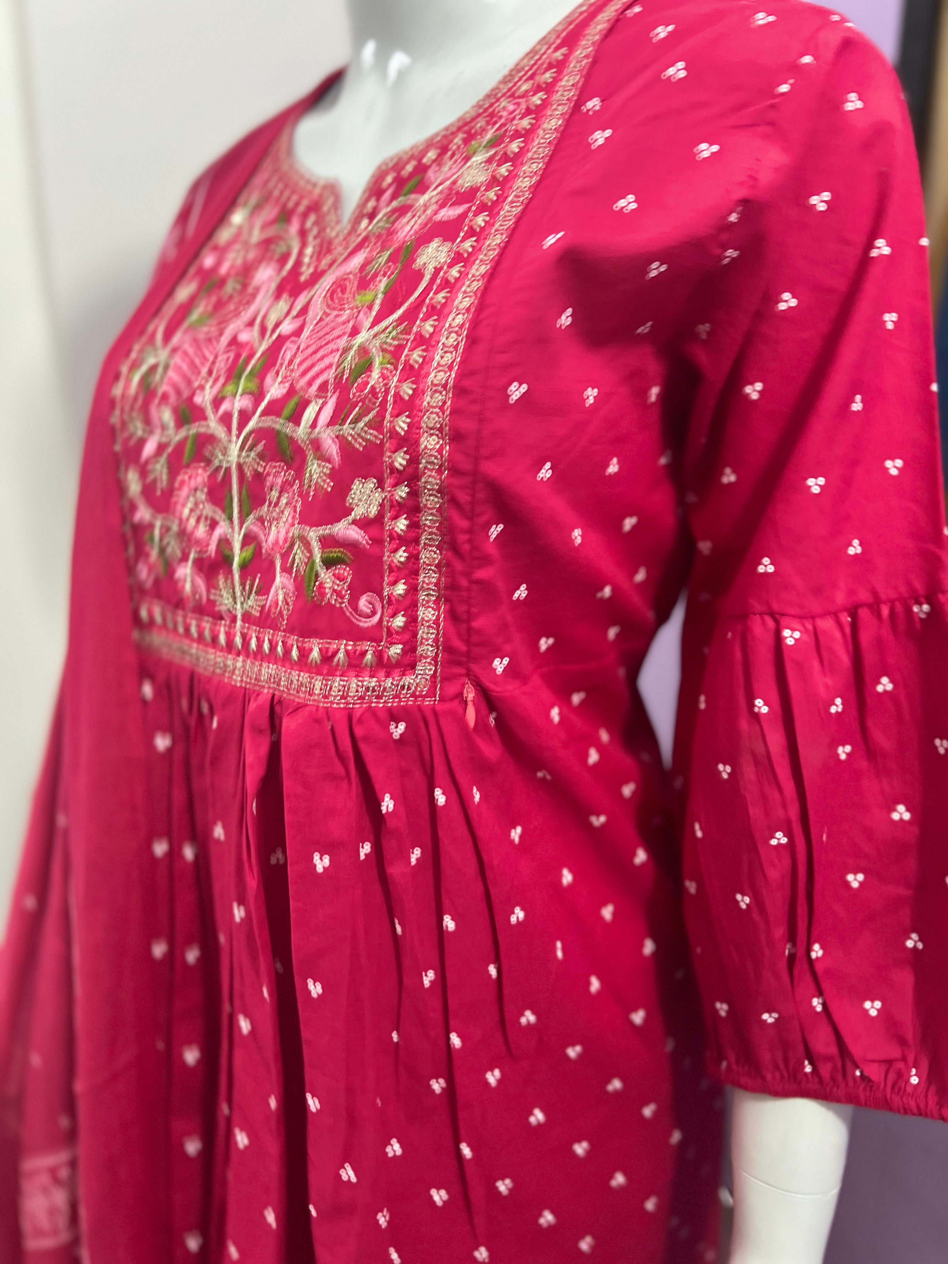 Cotton Embroidered Kurta Set For Feeding and Maternity Purpose