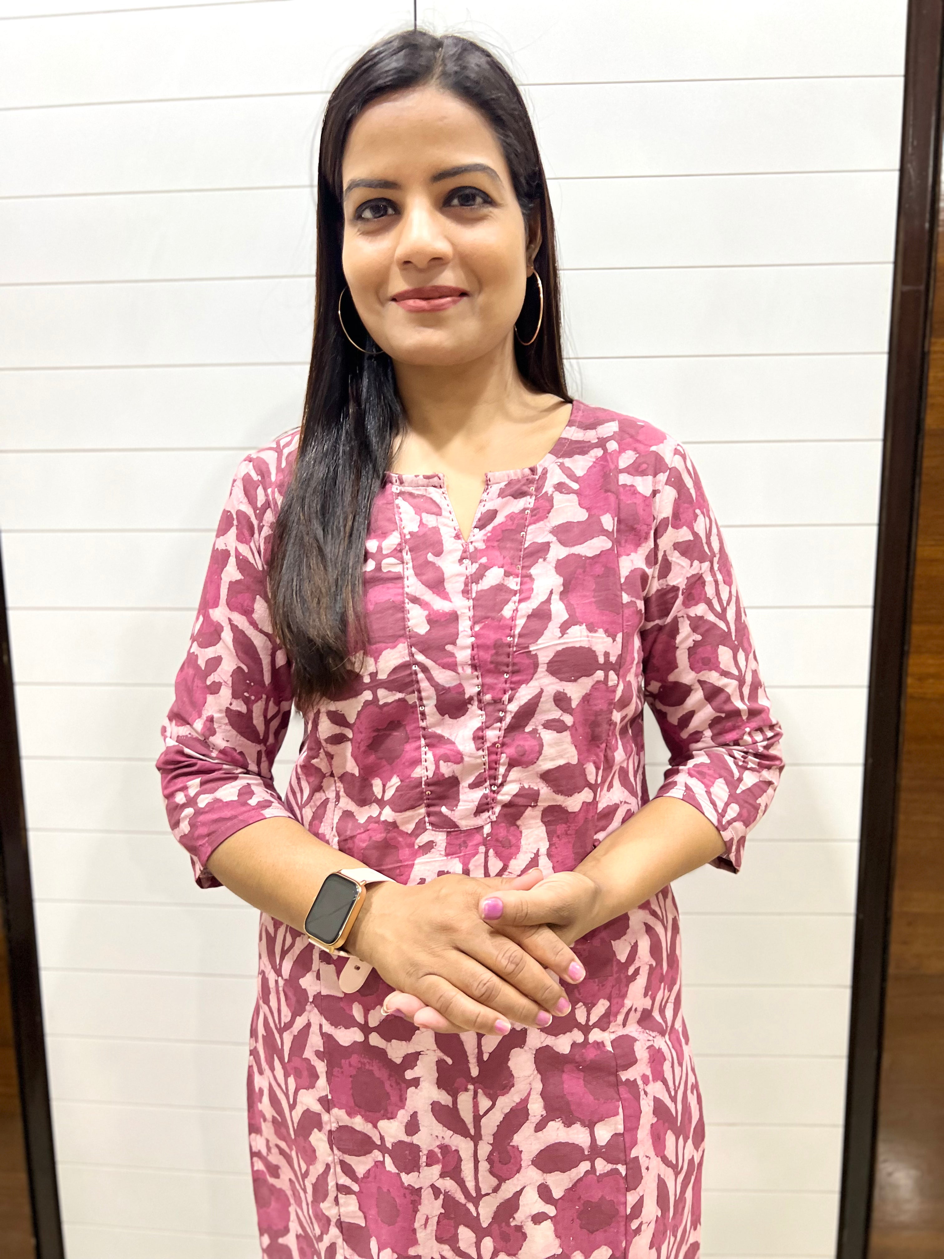 Mumzhug Pure Handblock Cotton Printed Feeding Kurta with Both Sided Feeding Zipper