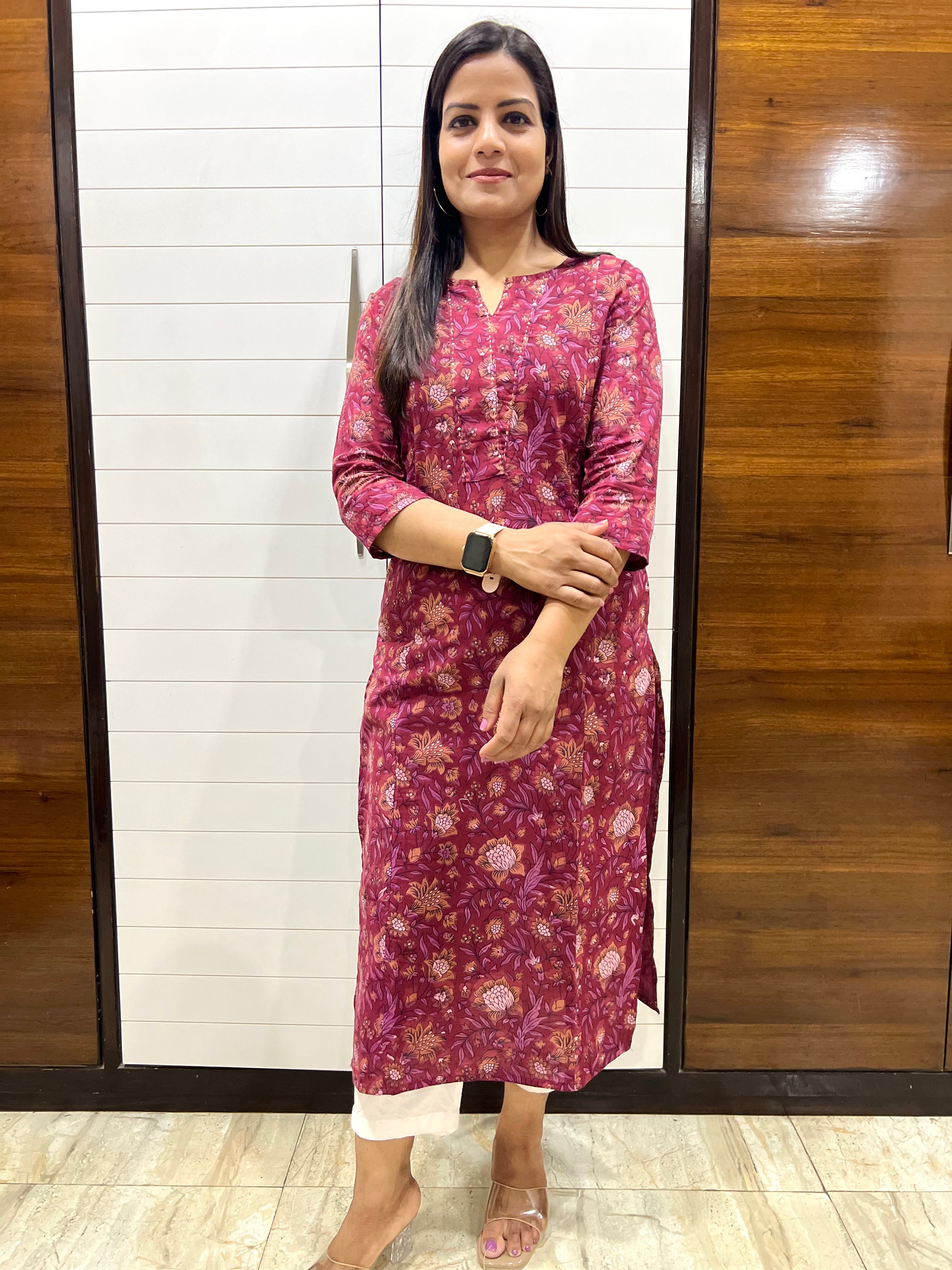 Mumzhug Pure Handblock Cotton Printed Feeding Kurta with Both Sided Feeding Zipper