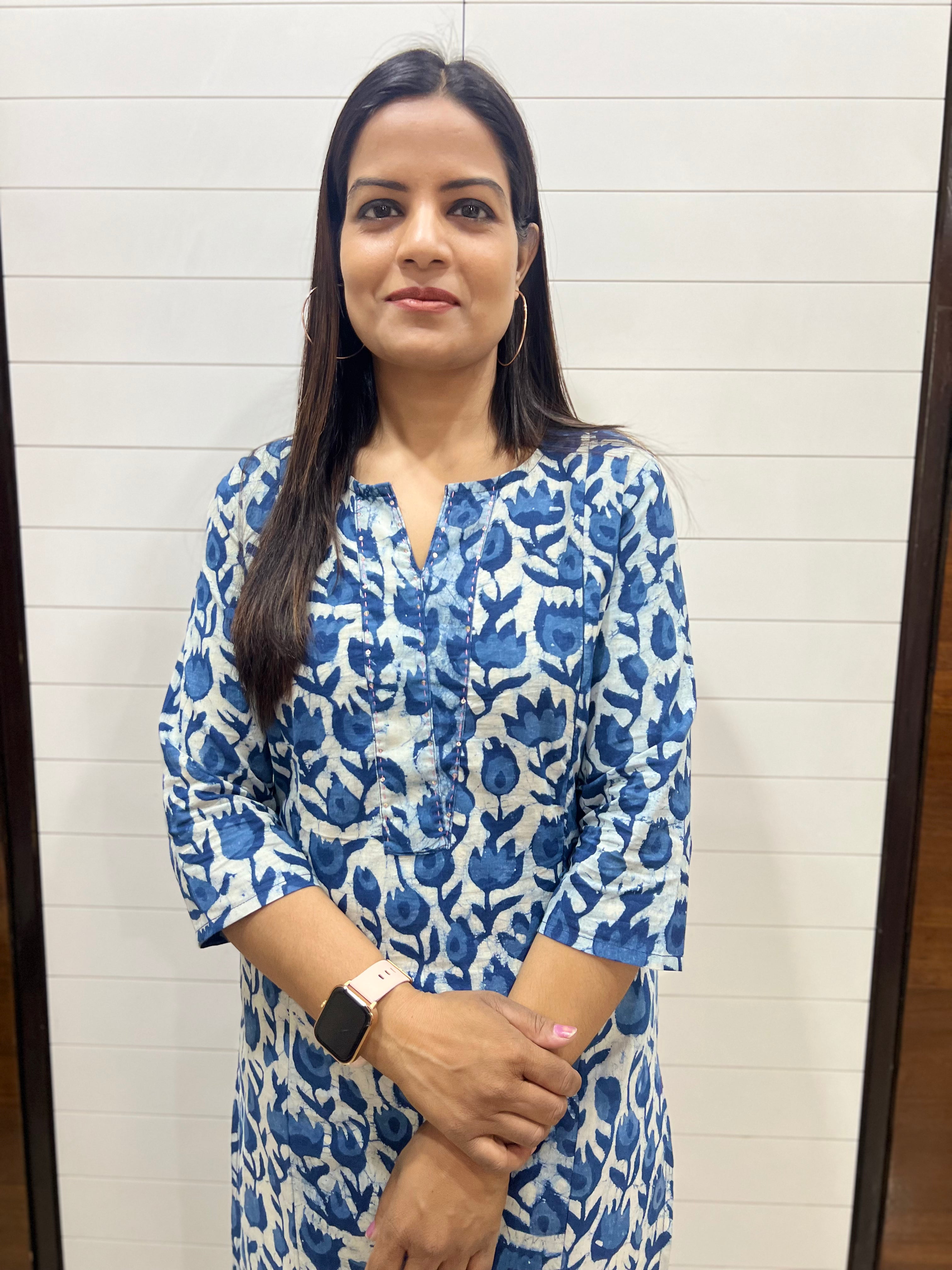 Mumzhug Pure Handblock Cotton Printed Feeding Kurta with Both Sided Feeding Zipper