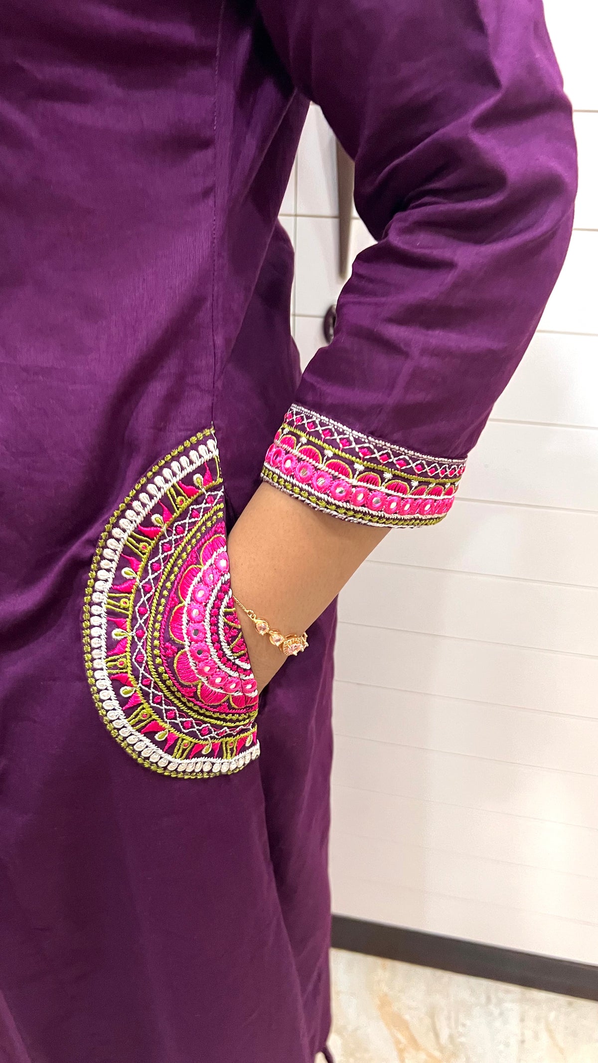 MUMZHUG Pure Cotton Wine Embroidered Feeding & Maternity Kurta Pant with Chiffon Dupatta Set | Nursing Wear for Moms | Dispatch Starts from 10TH OCTOBER