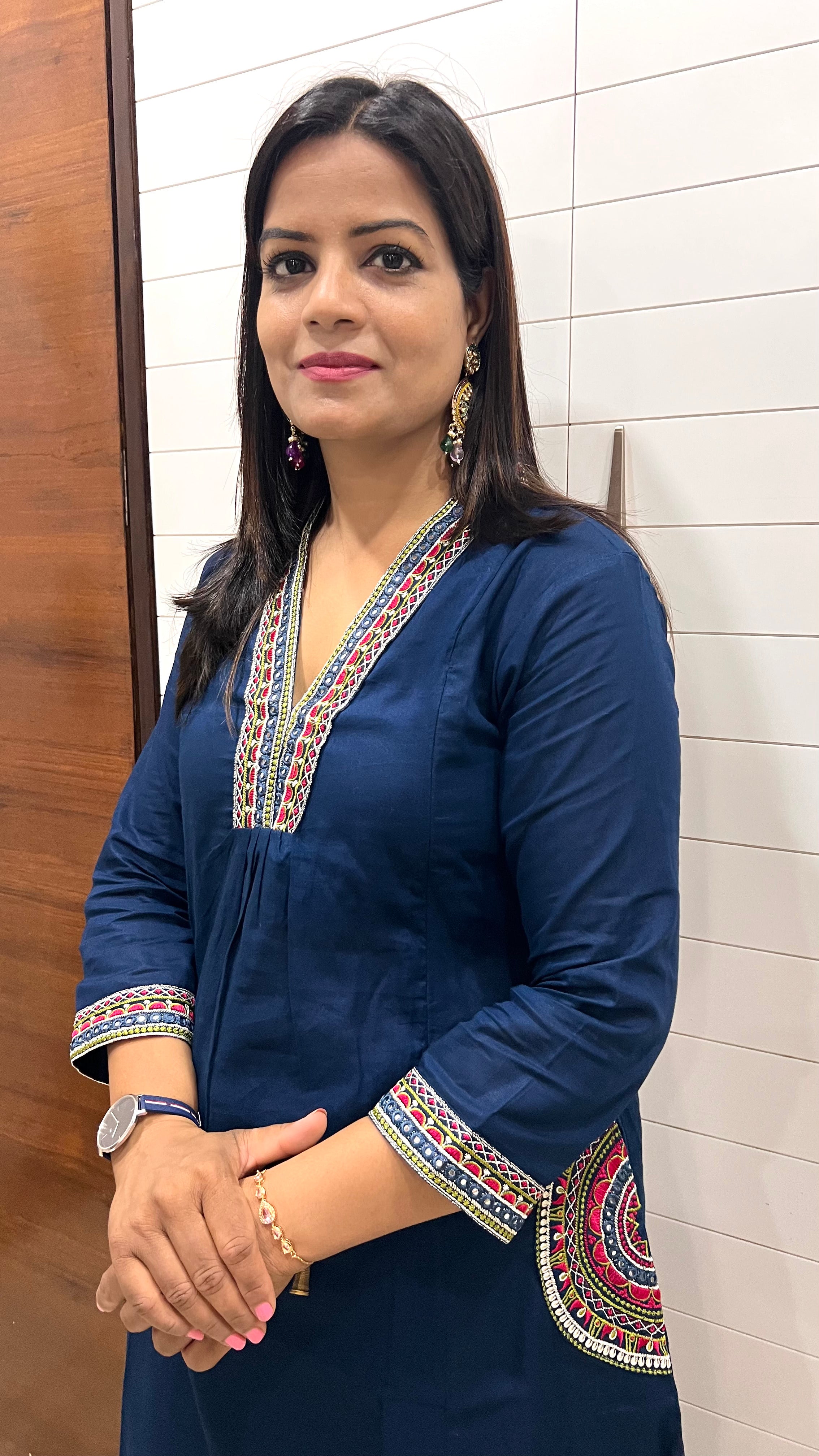 MUMZHUG Pure Cotton Blue Embroidered Feeding & Maternity Kurta Pant with Chiffon Dupatta Set | Nursing Wear for Moms | Dispatch Starts from 8th september