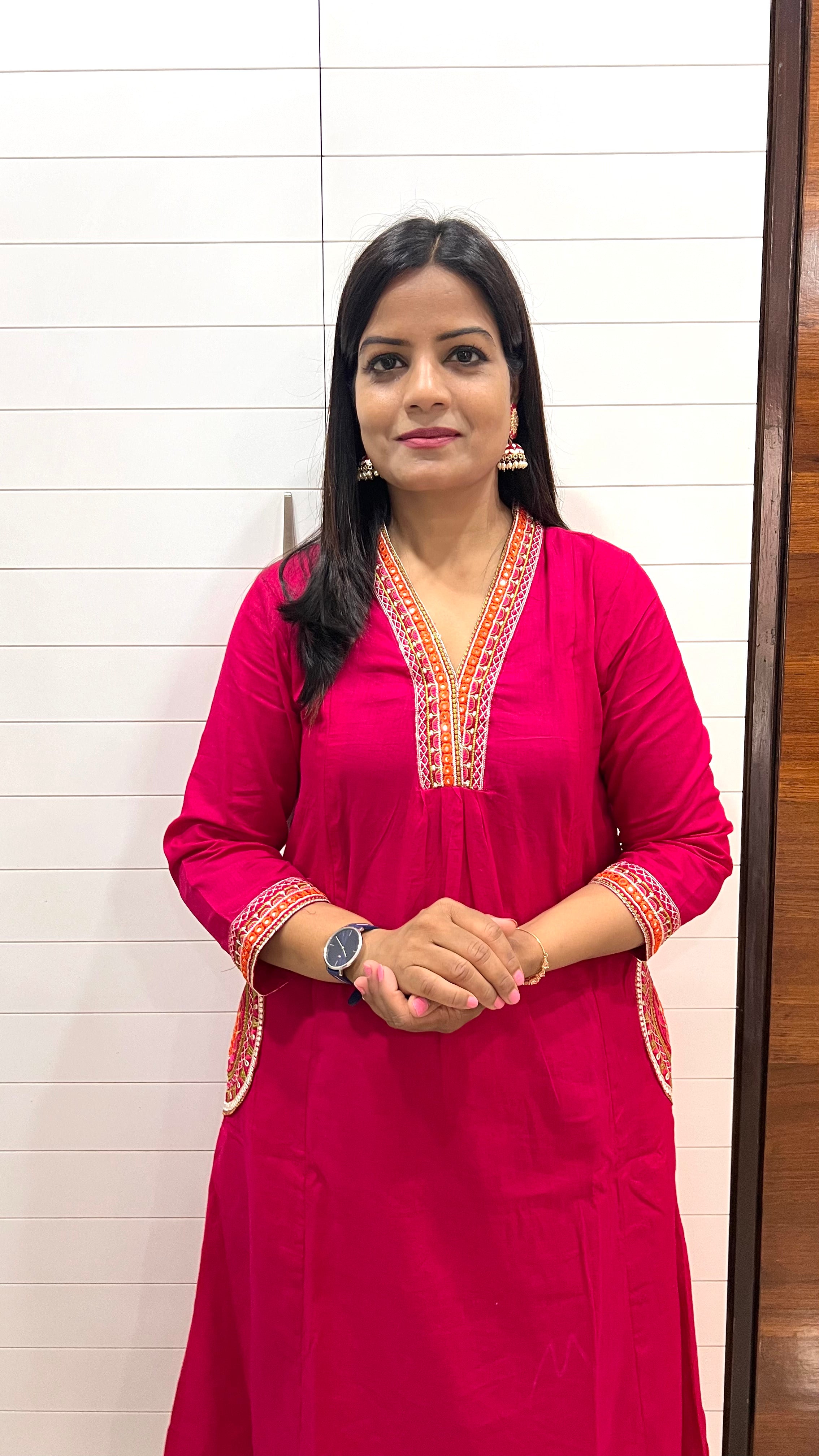 MUMZHUG Pure Cotton Fuchsia Embroidered Feeding & Maternity Kurta Pant with Chiffon Dupatta Set | Soft Nursing Wear | Ready to ship