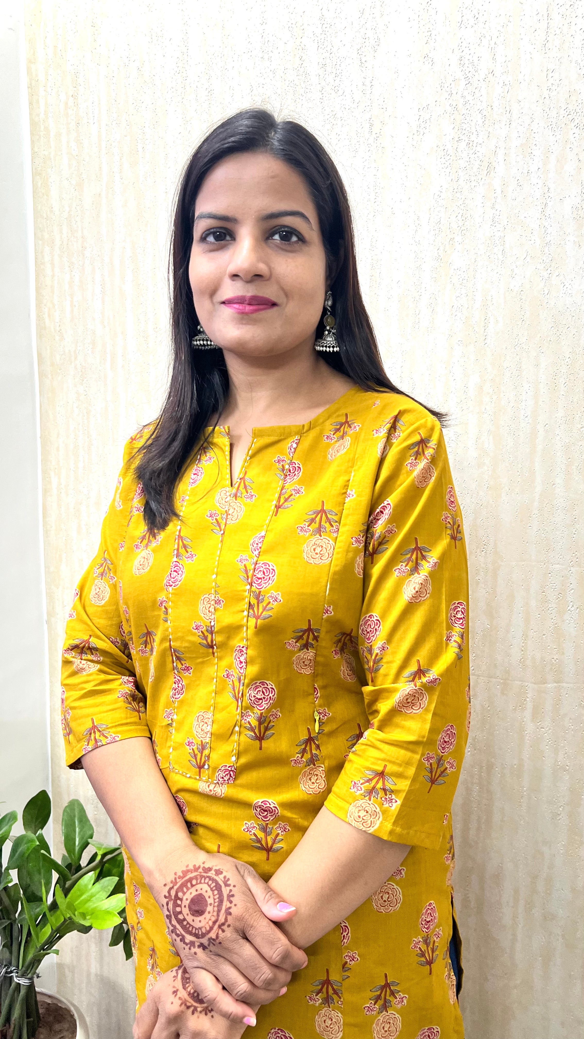 MUMZHUG Pure Cotton Yellow Booti Jaipuri Feeding Kurta | Nursing Kurta