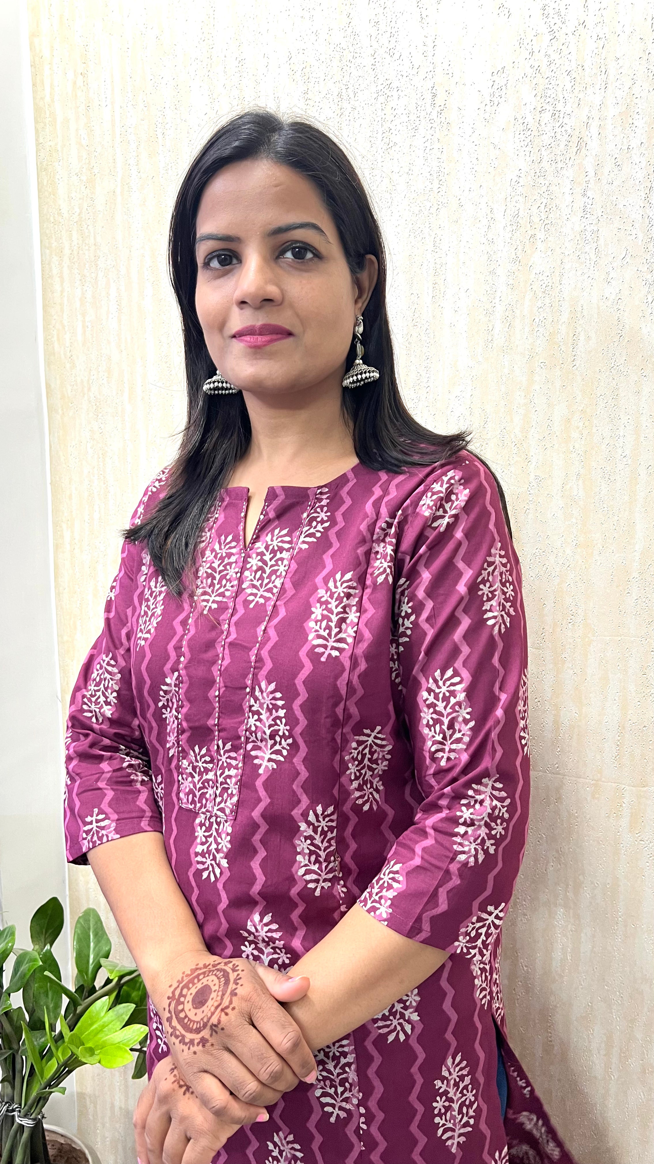 MUMZHUG Pure Cotton Jaipuri Print Feeding Kurta – Wine Booti Nursing Kurta