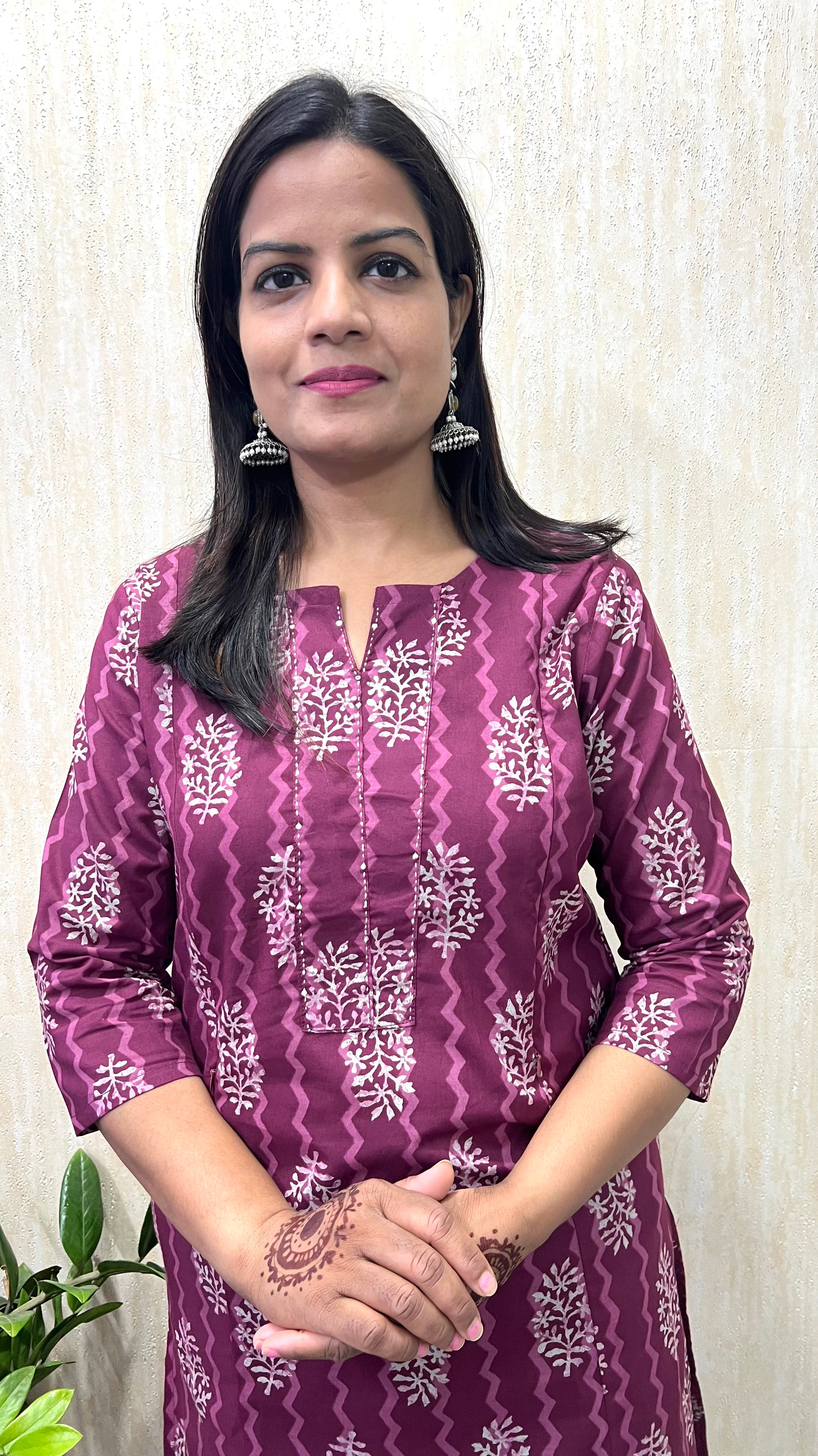 MUMZHUG Pure Cotton Jaipuri Print Feeding Kurta – Wine Booti Nursing Kurta