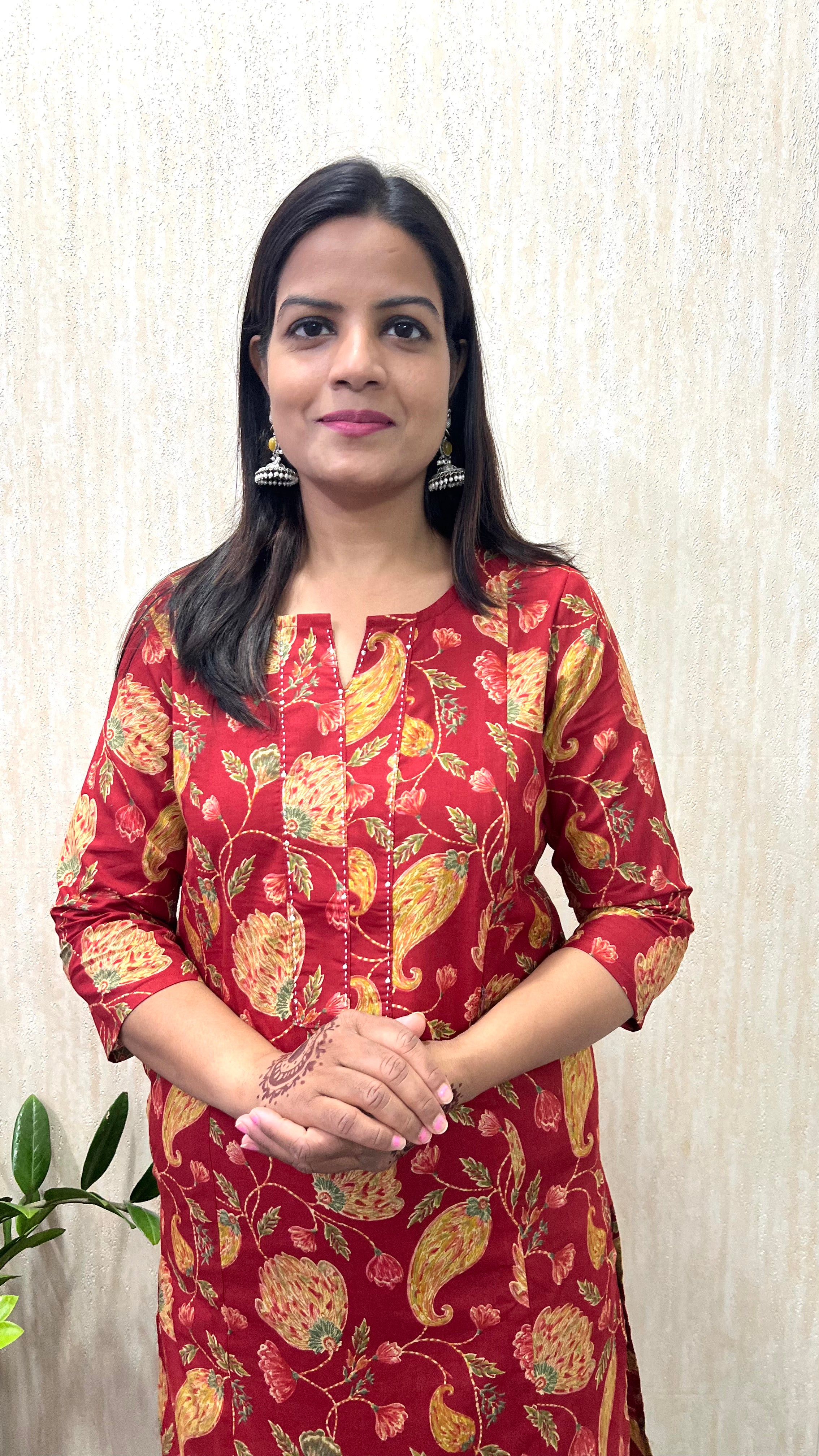 MUMZHUG Pure Cotton Jaipuri Feeding Kurta – Tomato Red Nursing Kurta