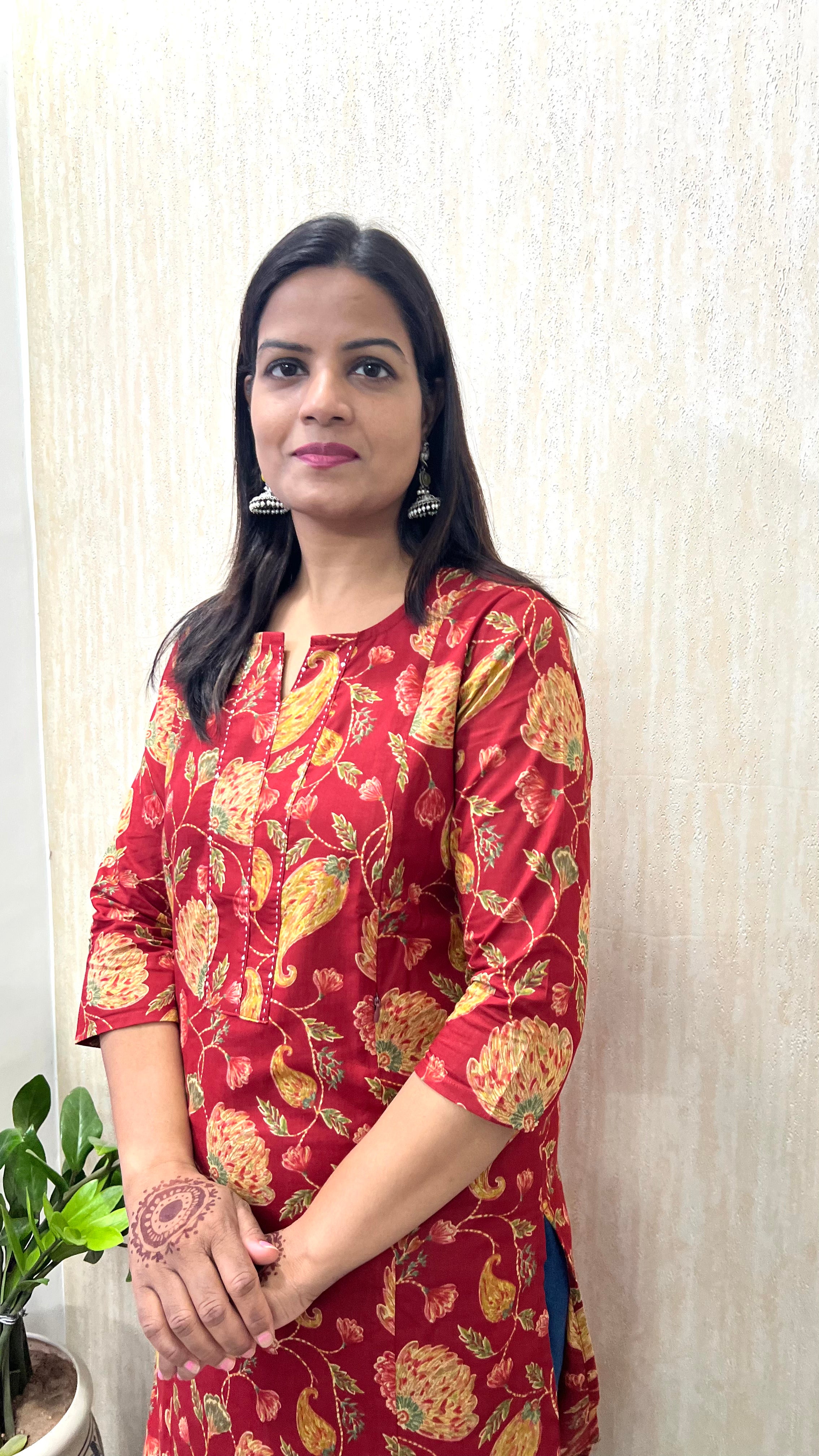 MUMZHUG Pure Cotton Jaipuri Feeding Kurta – Tomato Red Nursing Kurta