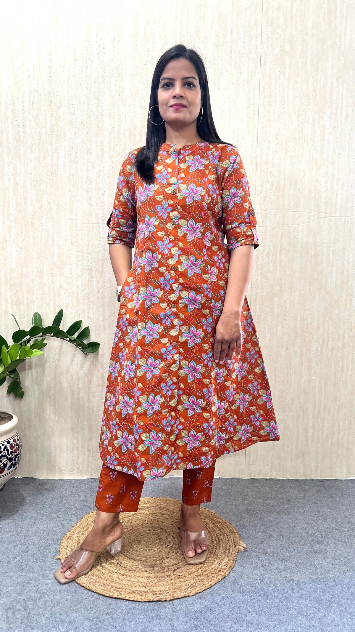 MUMZHUG Rust Rose Pure Cotton Jaipuri Nursing & Maternity Co-ord Set- DISPATCHING STARTS 20TH SEPT