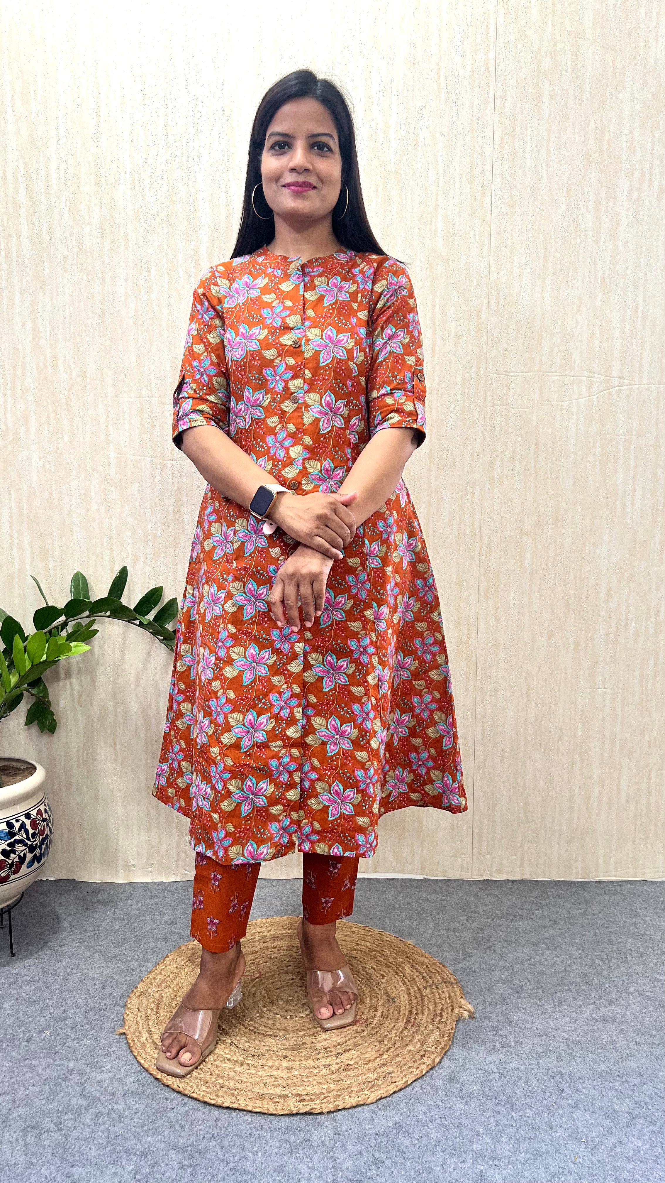 MUMZHUG Rust Rose Pure Cotton Jaipuri Nursing & Maternity Co-ord Set- DISPATCHING STARTS 20TH SEPT