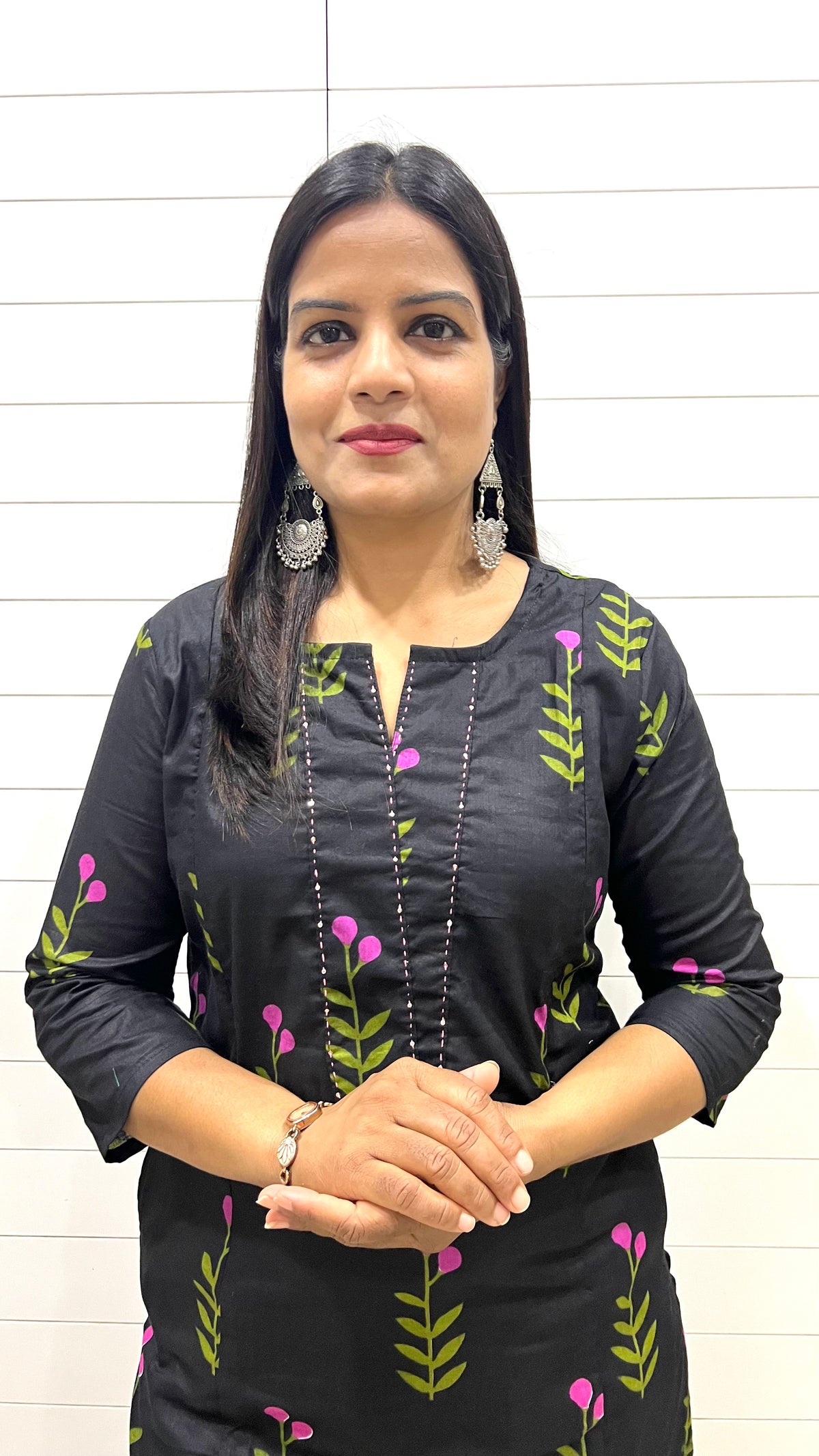 MUMZHUG Black Jaipuri Print Pure Cotton Feeding Kurta | Nursing & Maternity Wear