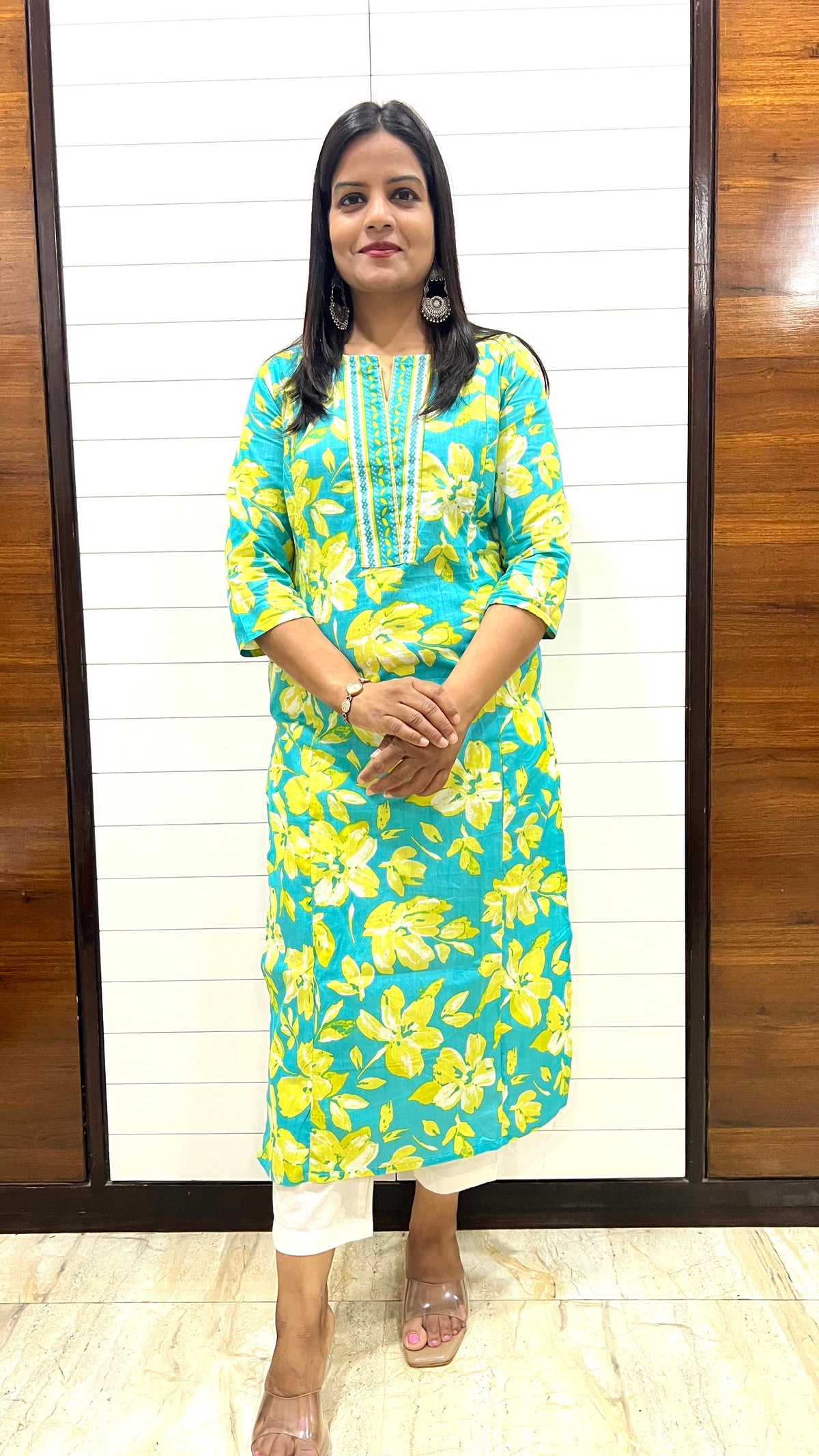 MUMZHUG Green Jaipuri Print Pure Cotton Feeding Kurta | Nursing & Maternity Wear