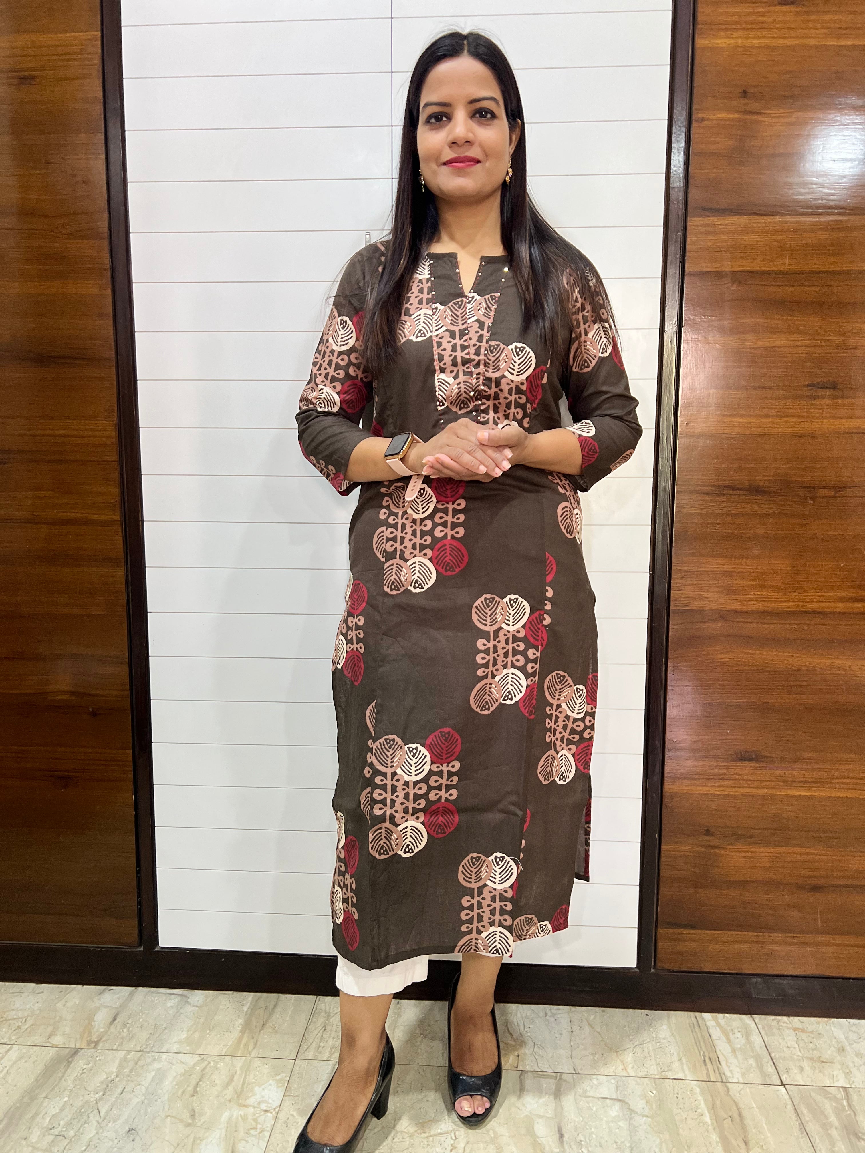 Mumzhug Mouse Colored Pure Cotton Jaipuri Print Feeding Kurta