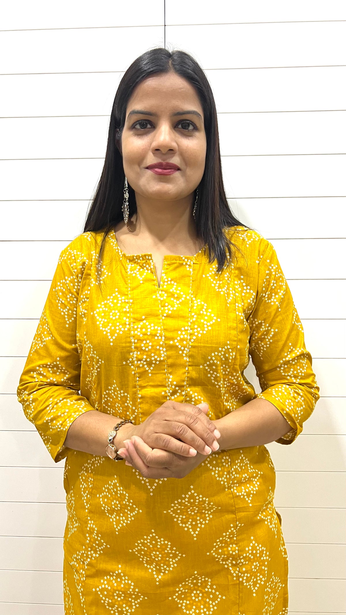 MUMZHUG Mustard Jaipuri Bandhej Print Pure Cotton Feeding Kurta | Nursing & Maternity Wear