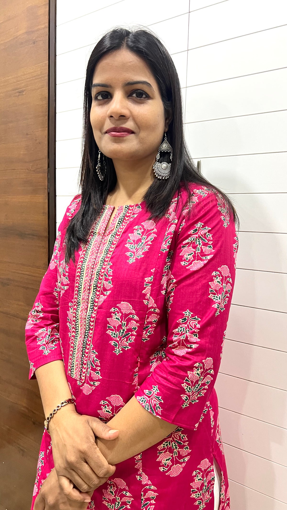 MUMZHUG Fuchsia Jaipuri Print Pure Cotton Feeding Kurta | Nursing & Maternity Wear