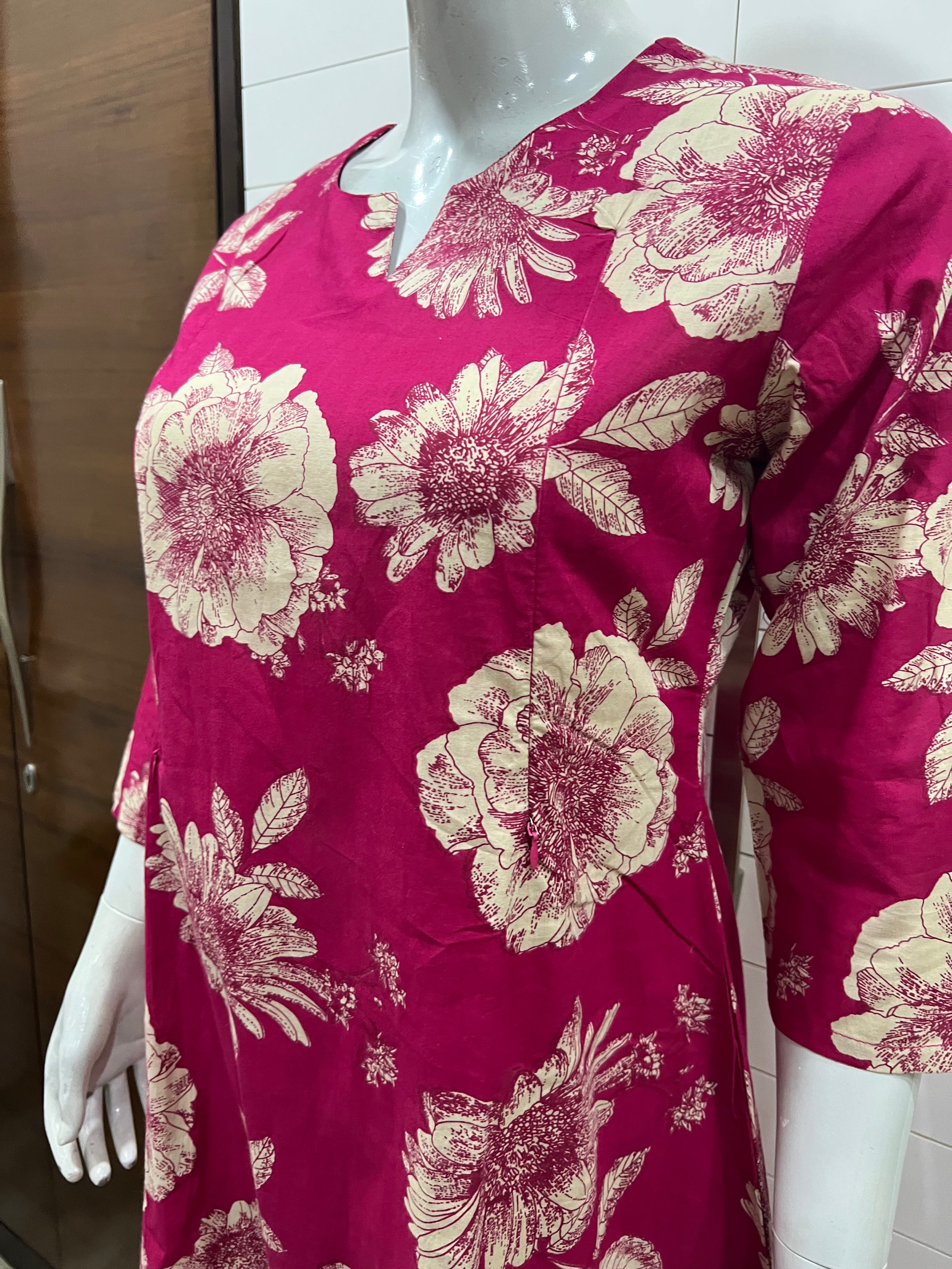 Pure Cotton Printed A-line Co-Ord Sets for Feeding and Maternity Purpose