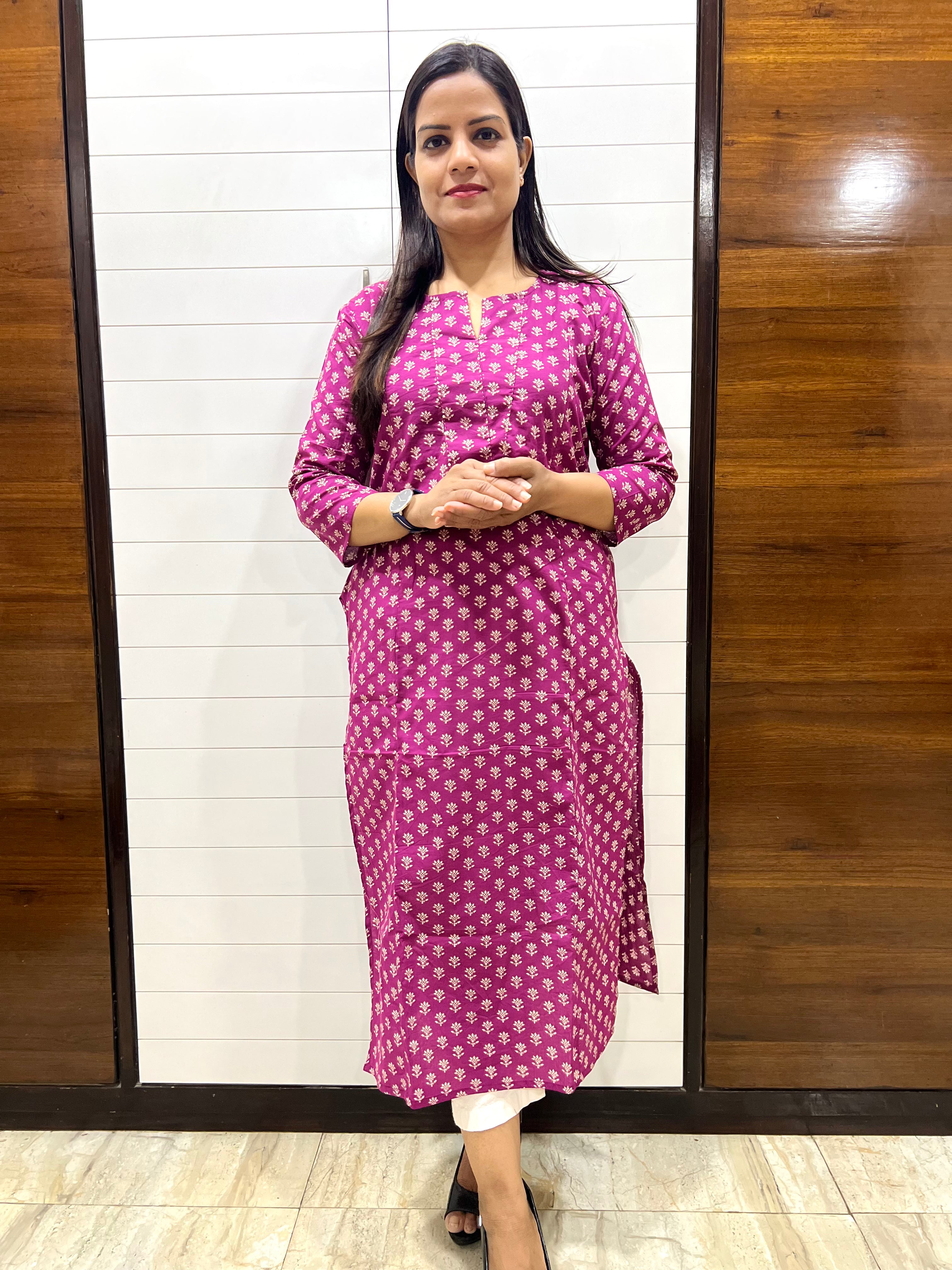 Mumzhug Wine Colored Pure Cotton Feeding Kurta