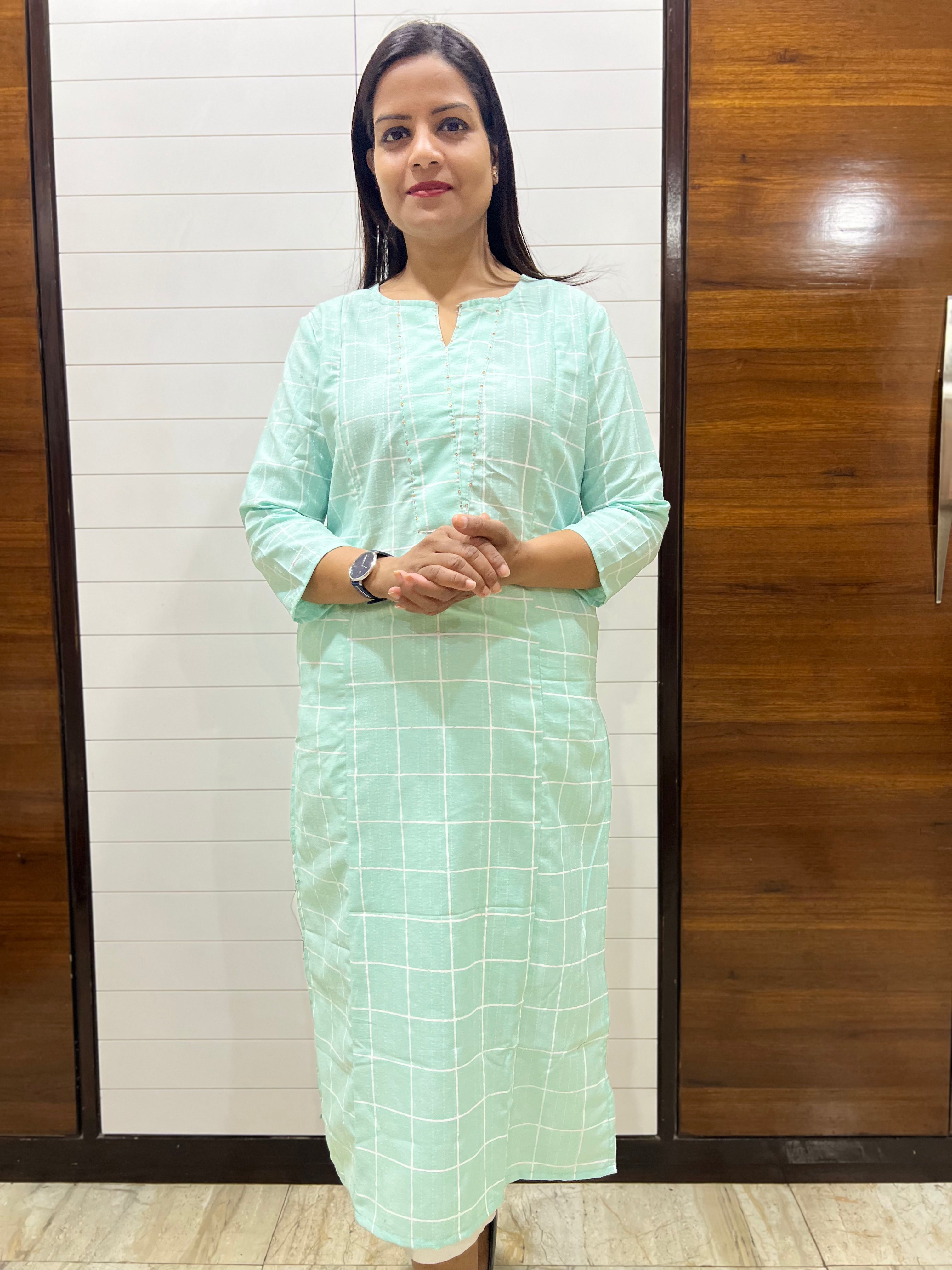 Mumzhug Cotton Yarn Dyed Feeding Kurta