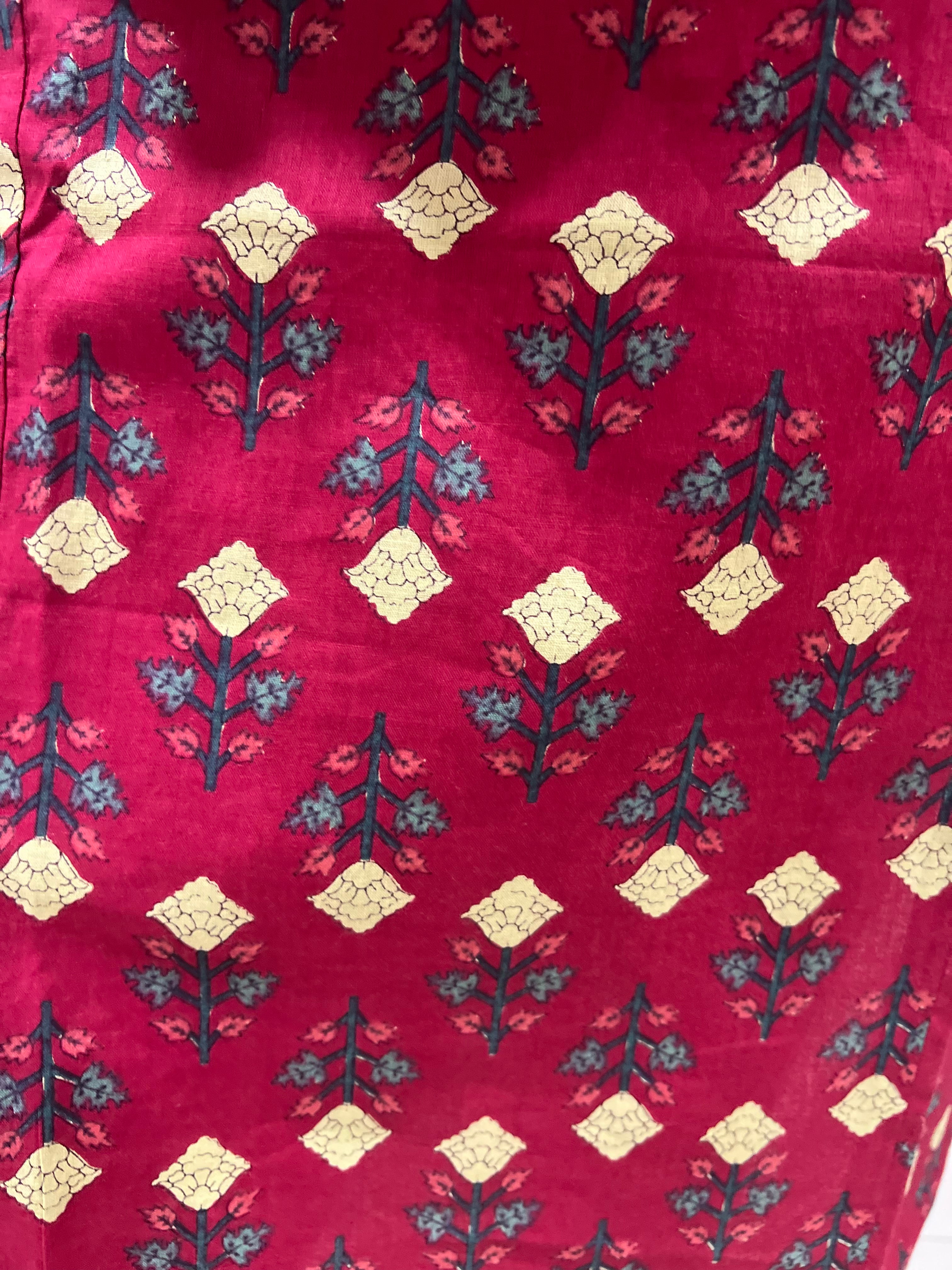 Mumzhug Fuchsia Color Pure Cotton Jaipuri Print Feeding Kurta