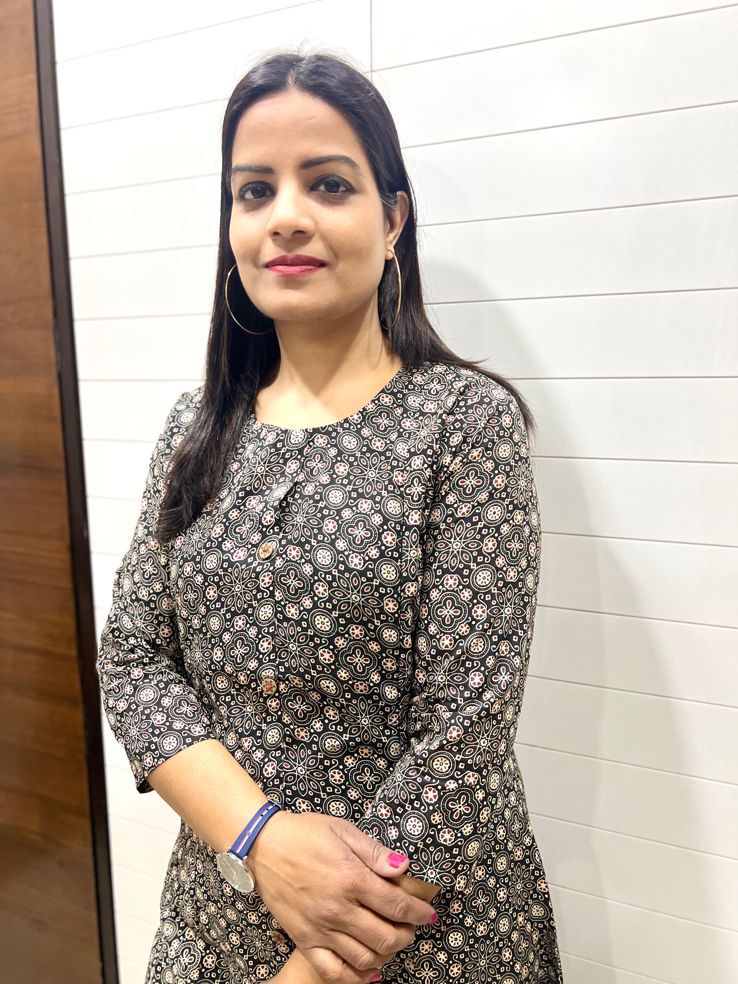 Mumzhug Black Pure Cotton A-line Jaipuri Print Cord Set with Side Pocket