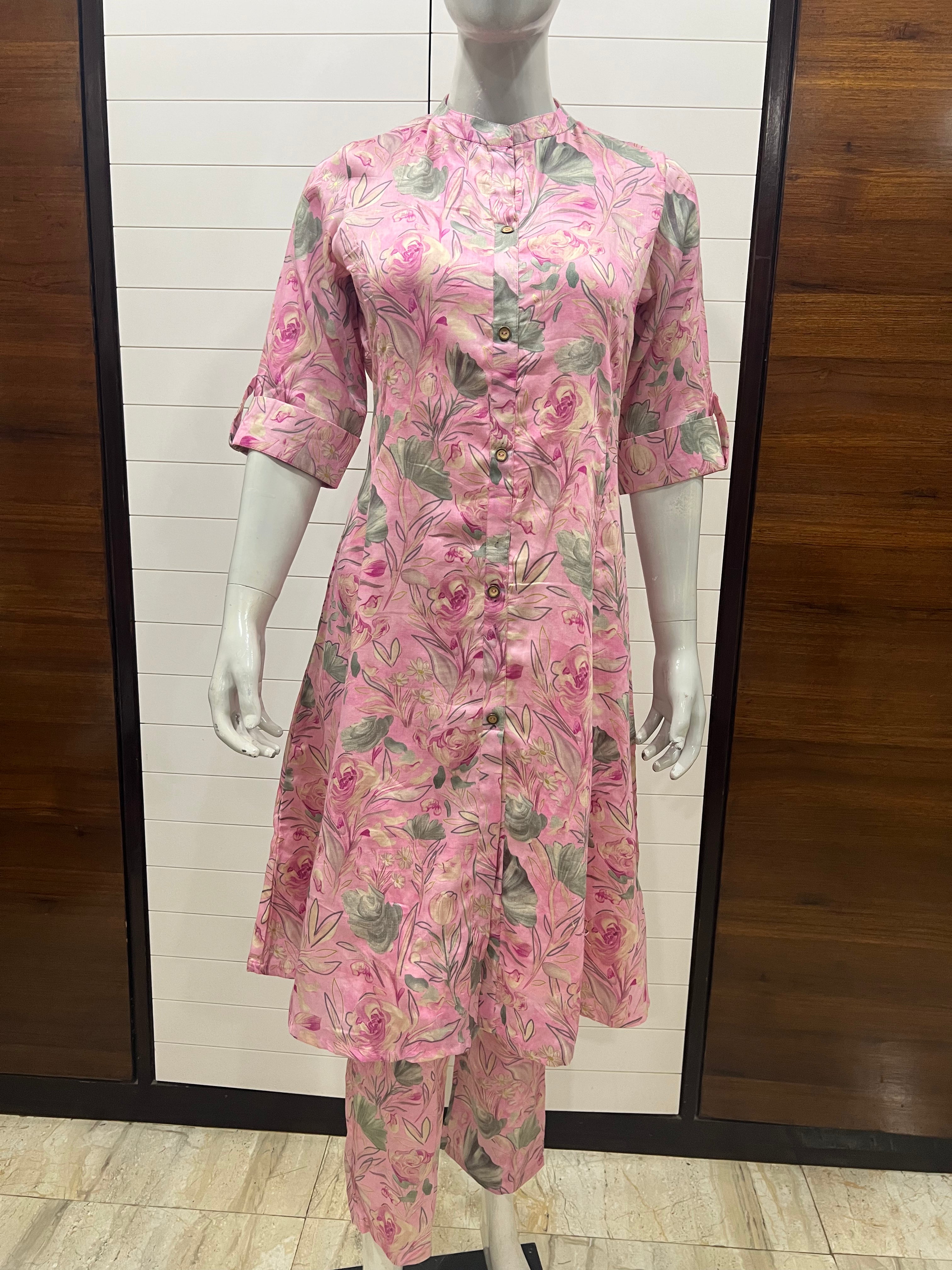 Premium Blend Cotton Printed A-line Feeding Cord Set