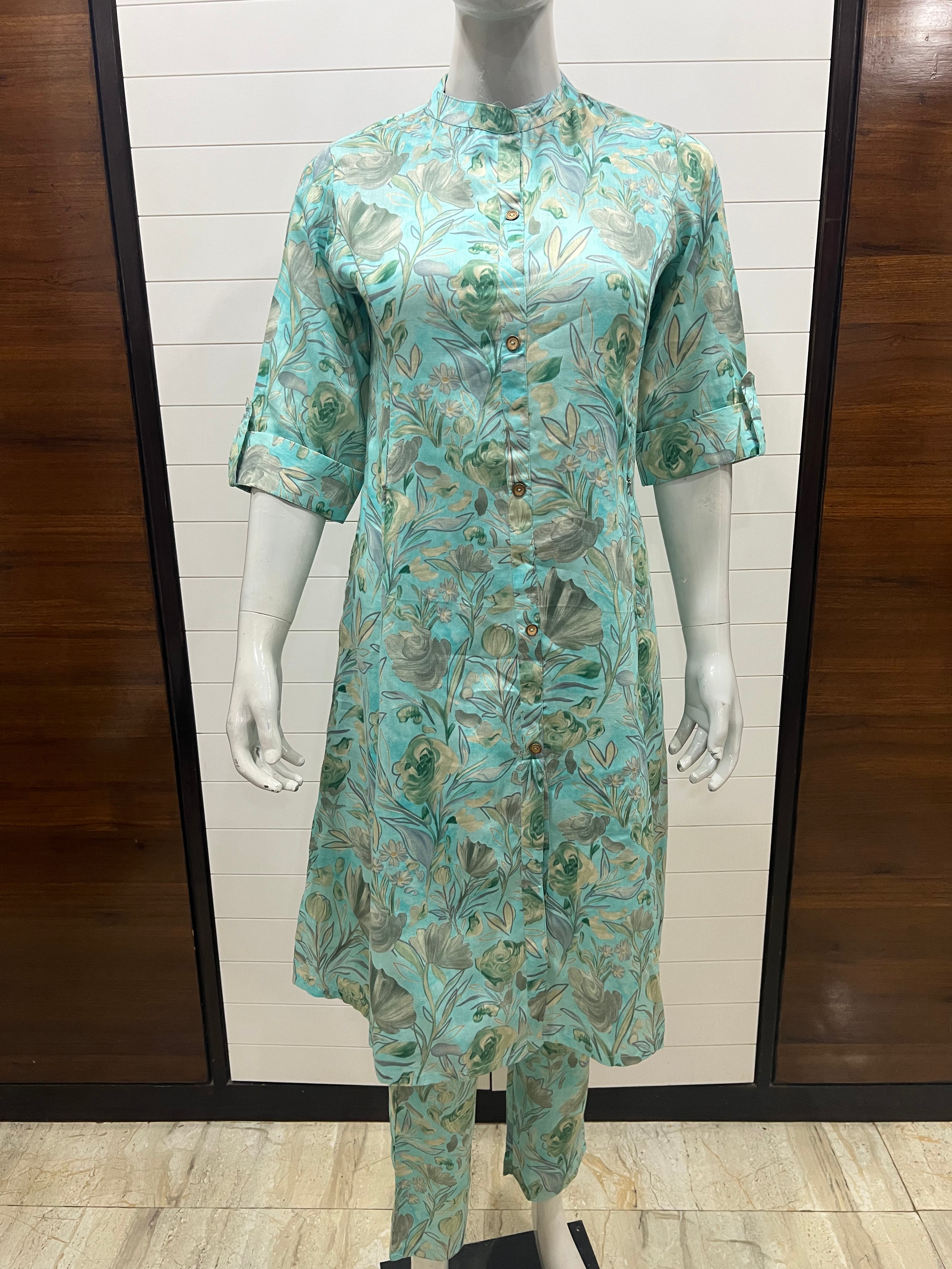 Premium Blend Cotton Printed A-line Feeding Cord Set