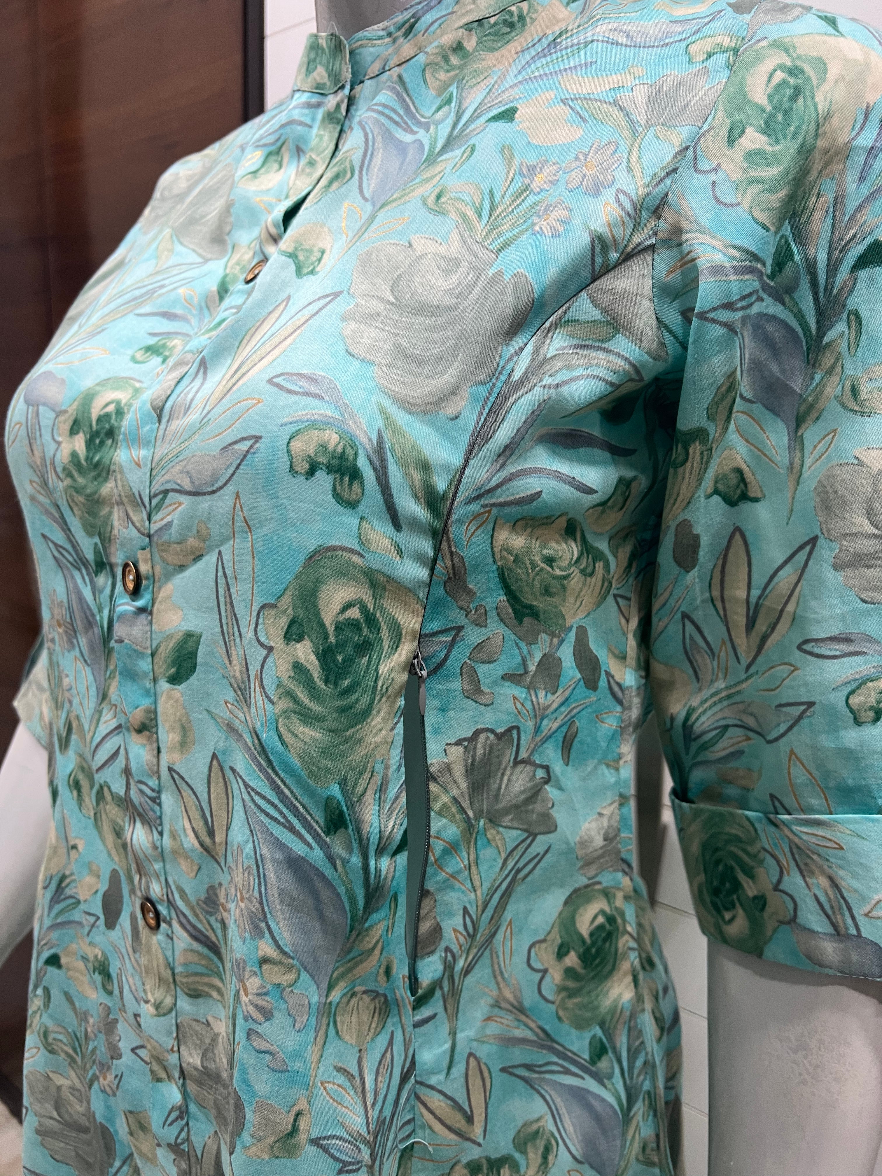 Premium Blend Cotton Printed A-line Feeding Cord Set