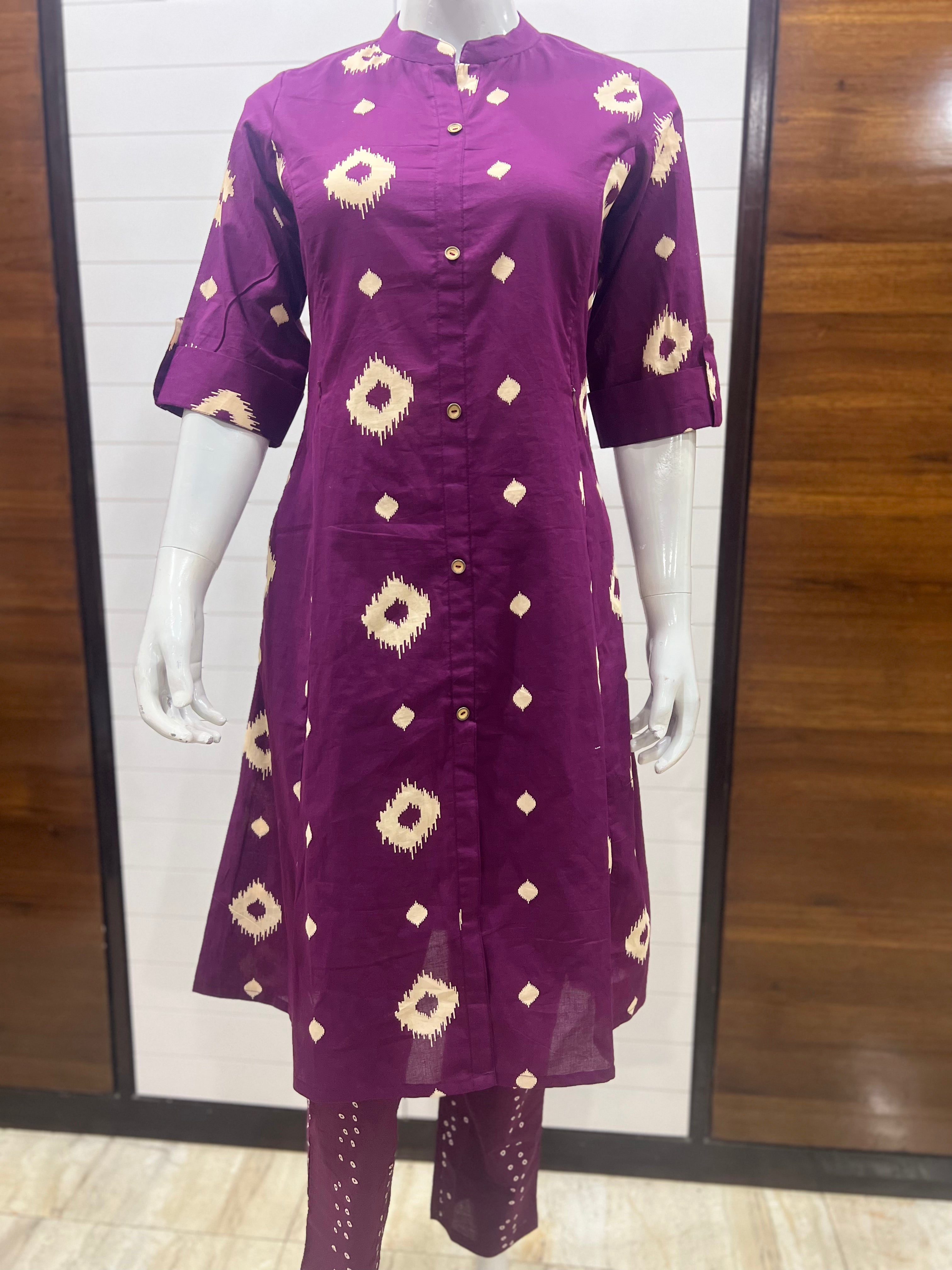 Pure Cotton Printed A-line Cord Set