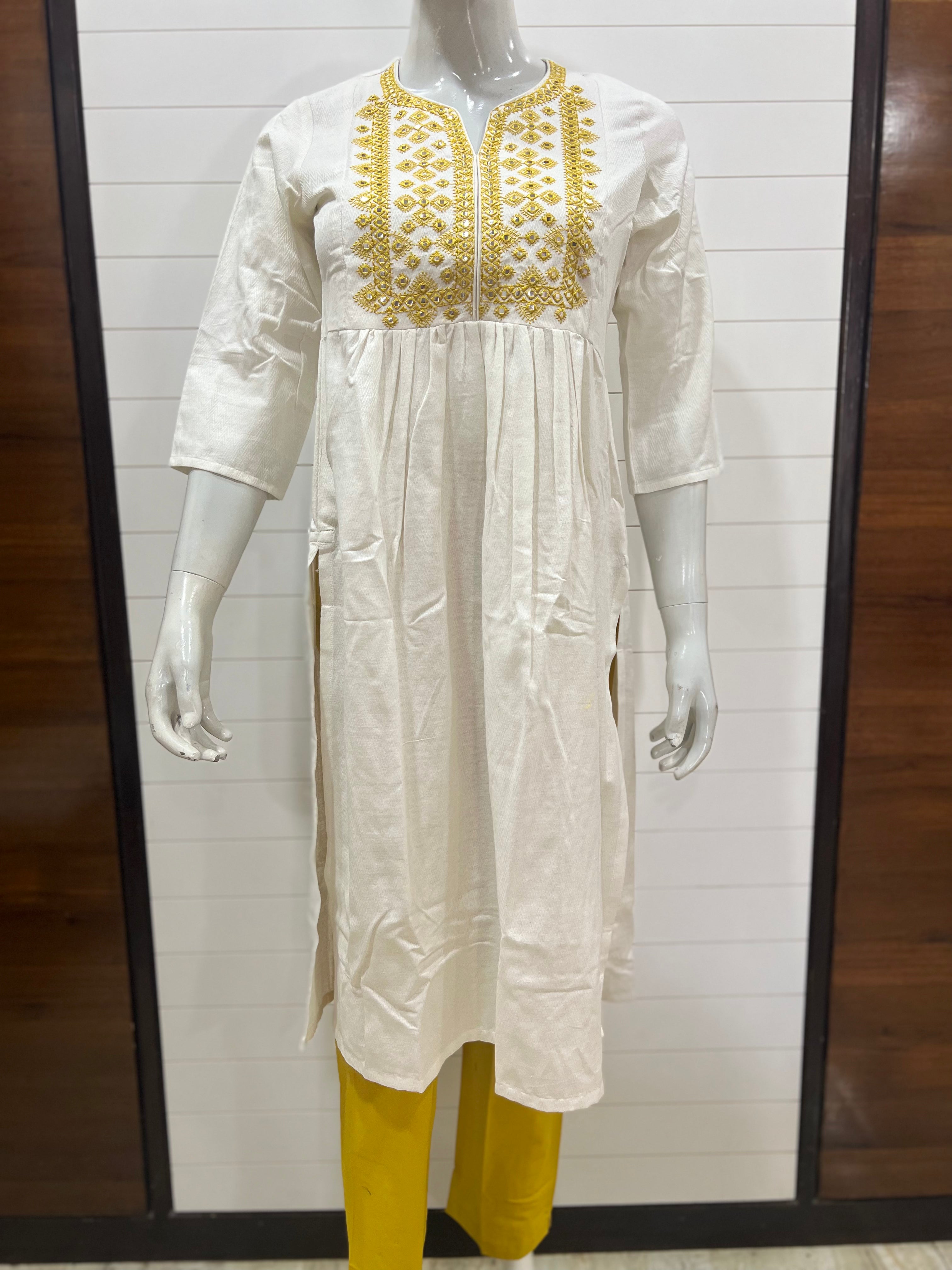 Pure Cotton Embroidered Kurta Pant and Dupatta Set with both sided Feeding Zipper