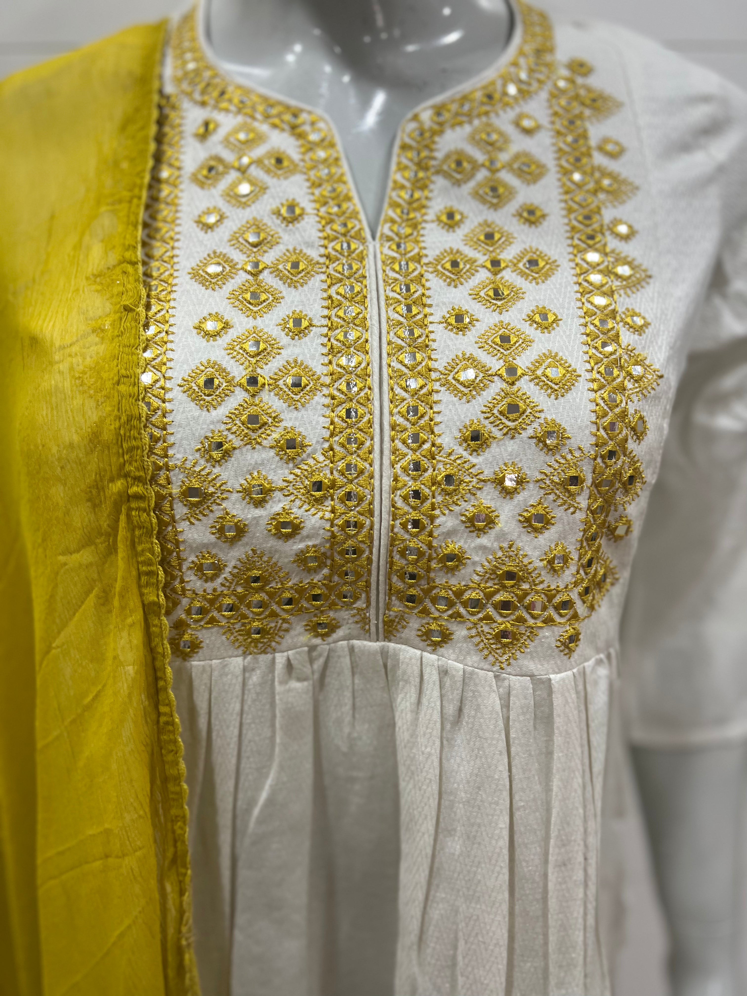 Pure Cotton Embroidered Kurta Pant and Dupatta Set with both sided Feeding Zipper