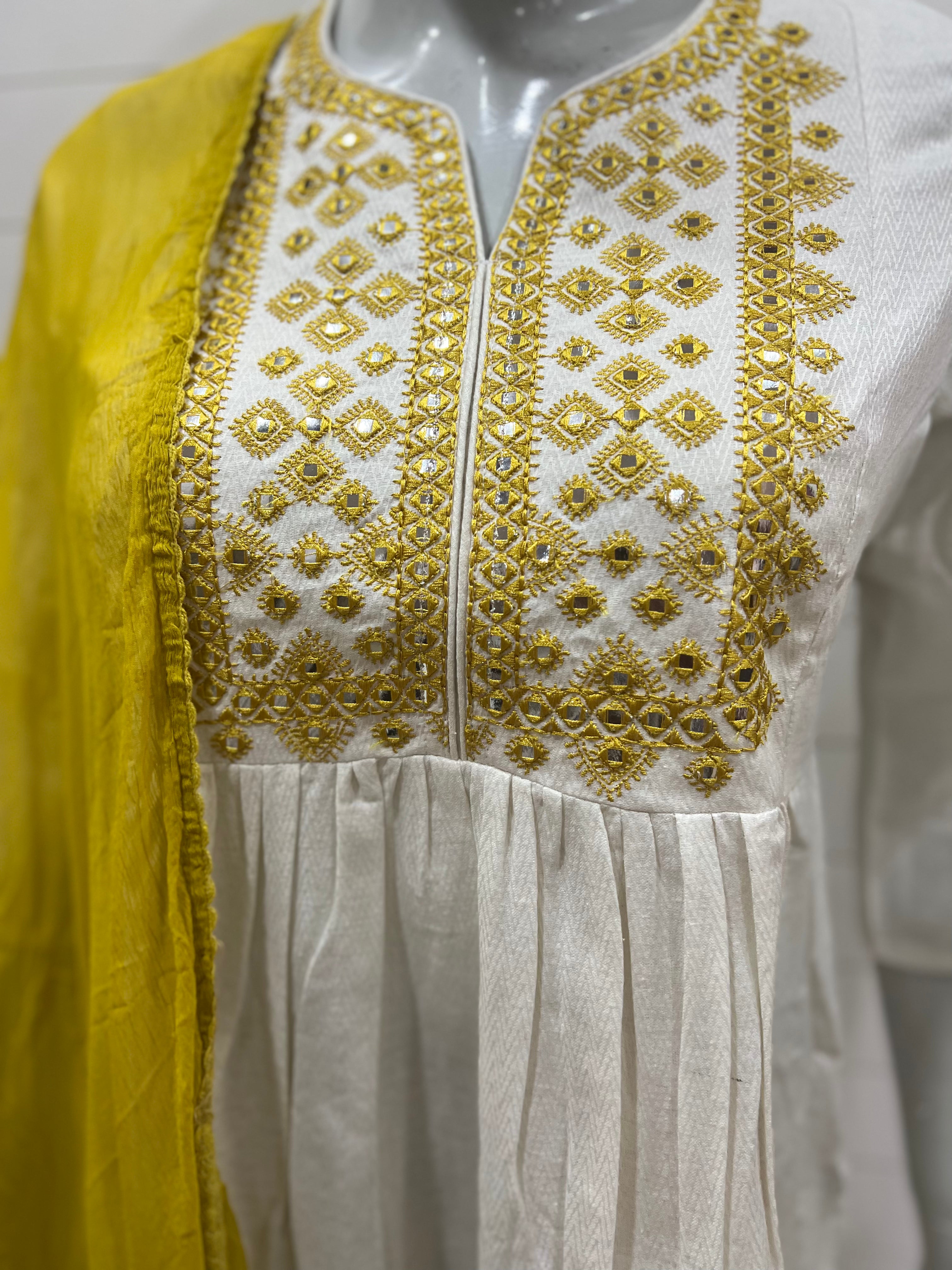 Pure Cotton Embroidered Kurta Pant and Dupatta Set with both sided Feeding Zipper