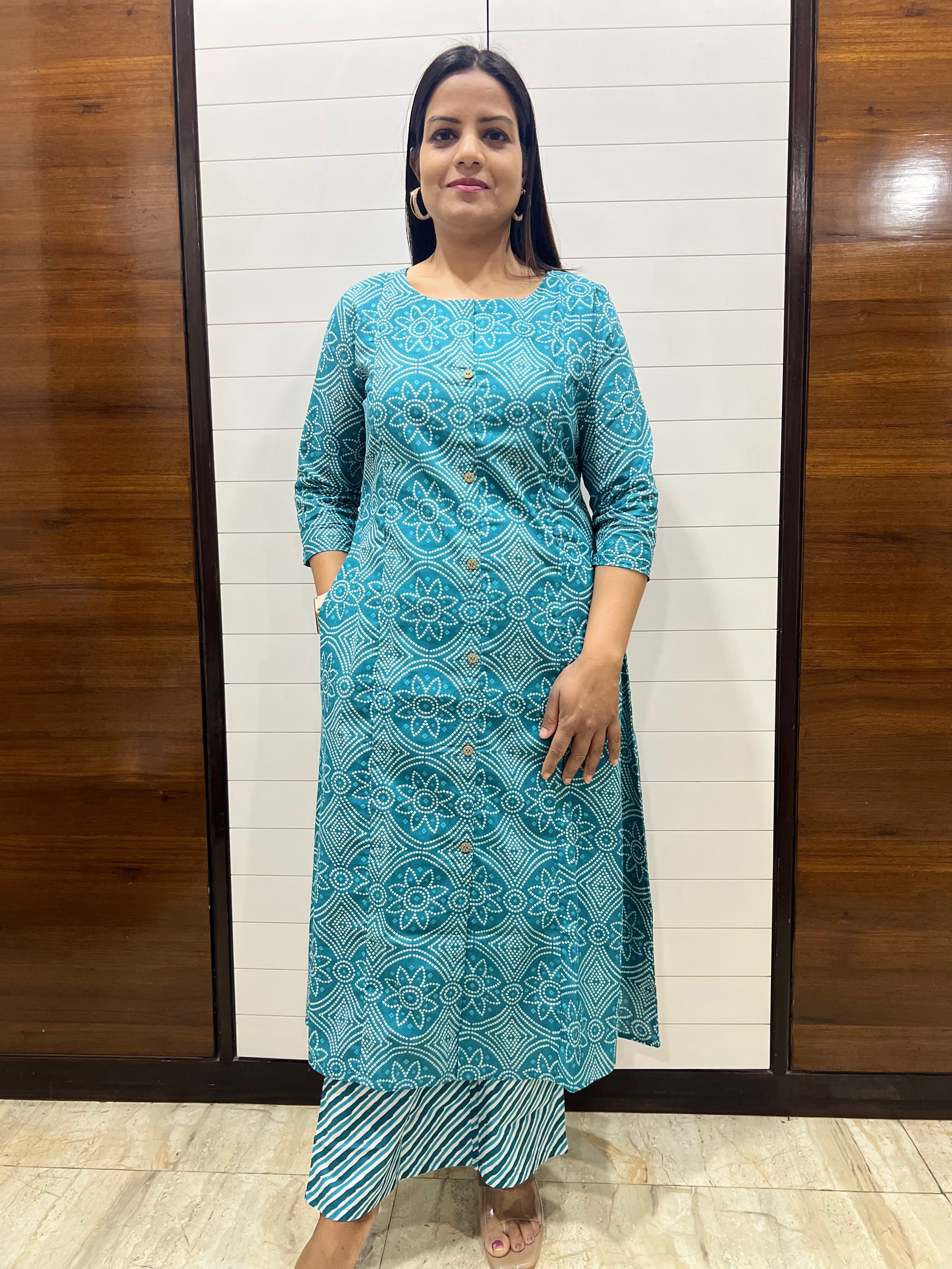 Mumzhug Pure Cotton Bandhej Jaipuri Print Feeding Cord Set