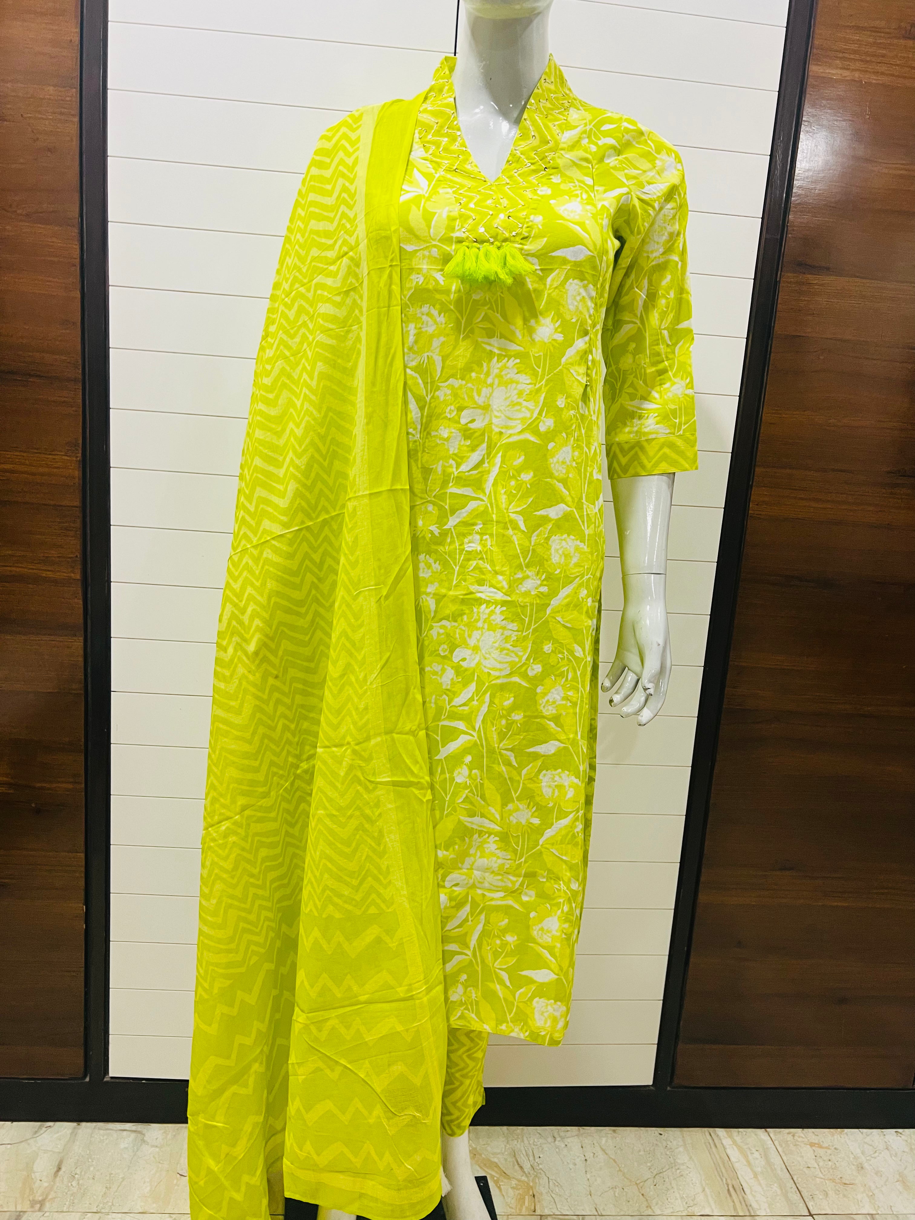 Lime Pure Cotton Feeding Suit Set