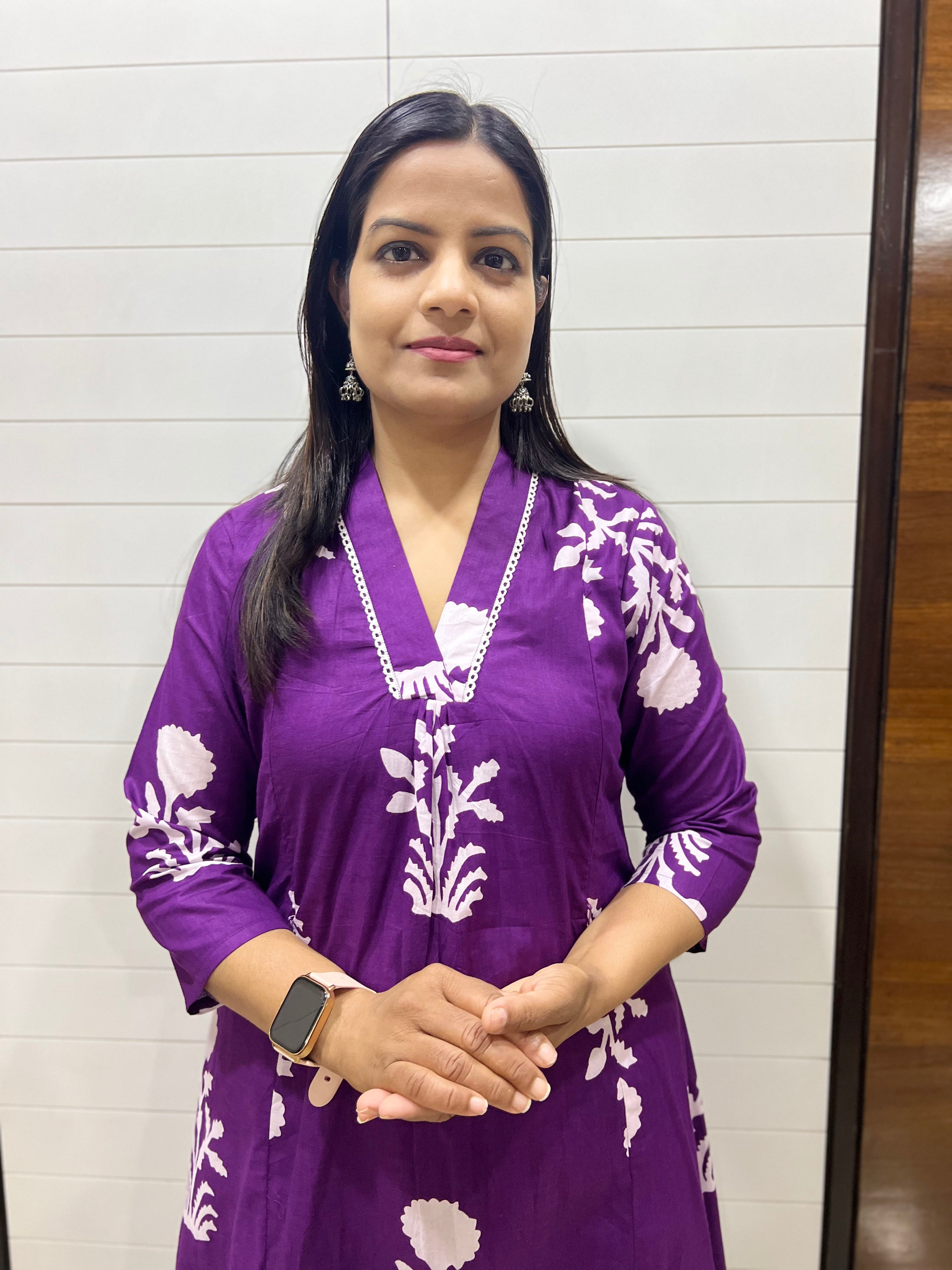 Mumzhug Wine Pure Cotton Boota Print Flared Feeding Kurta and Pant Set