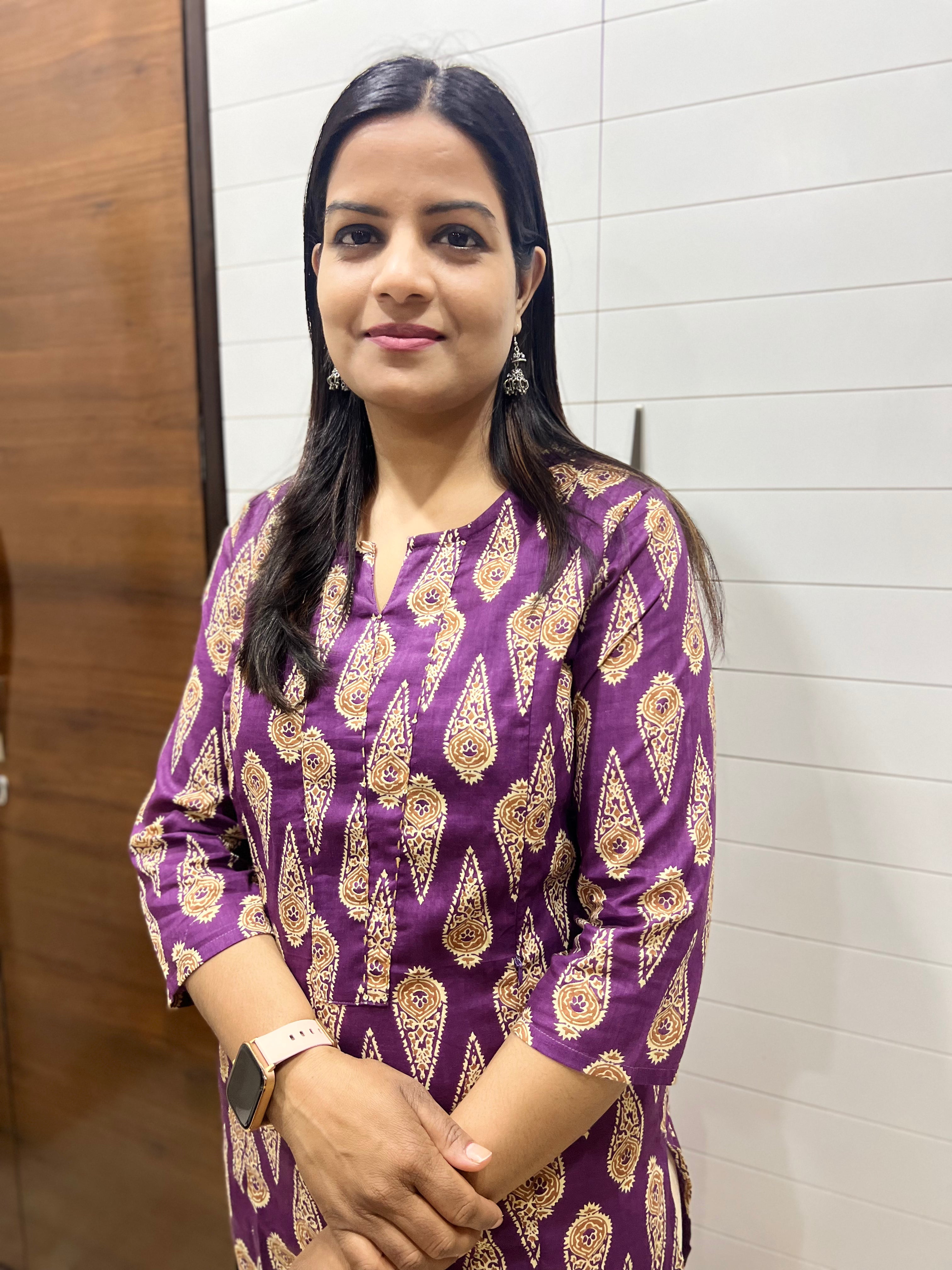 Mumzhug Wine Pure Cotton Jaipuri Print Feeding Kurta