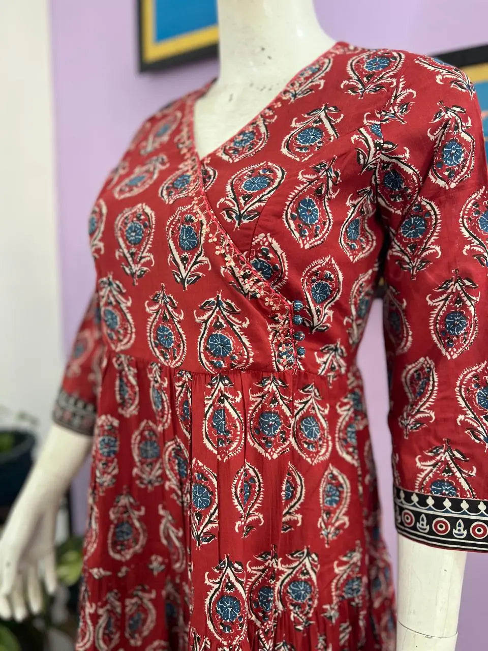 MAROON COLORED COTTON PRINTED FEEDING AND MATERNITY DRESS mumzhug Maternity Gown