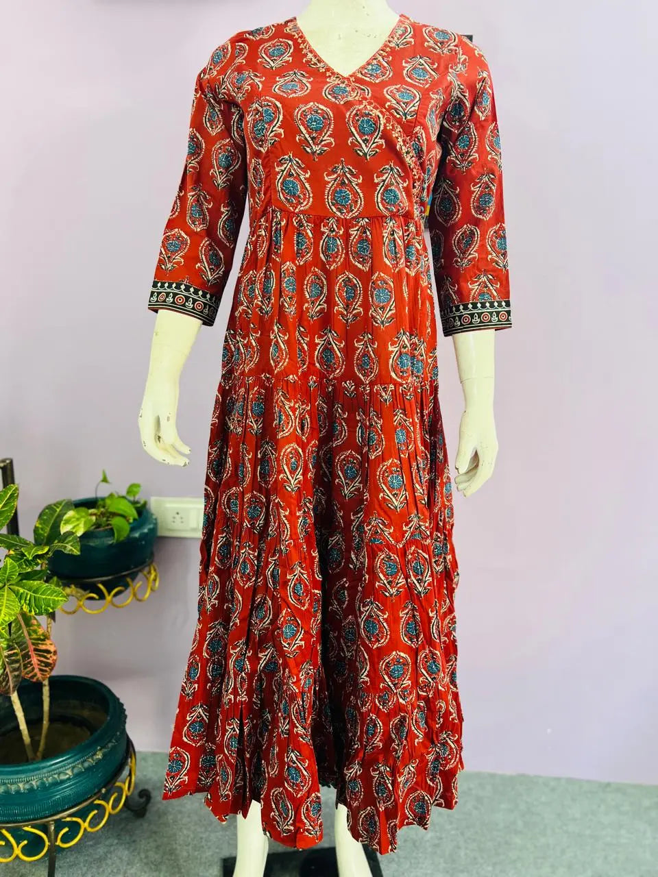 MAROON COLORED COTTON PRINTED FEEDING AND MATERNITY DRESS mumzhug Maternity Gown