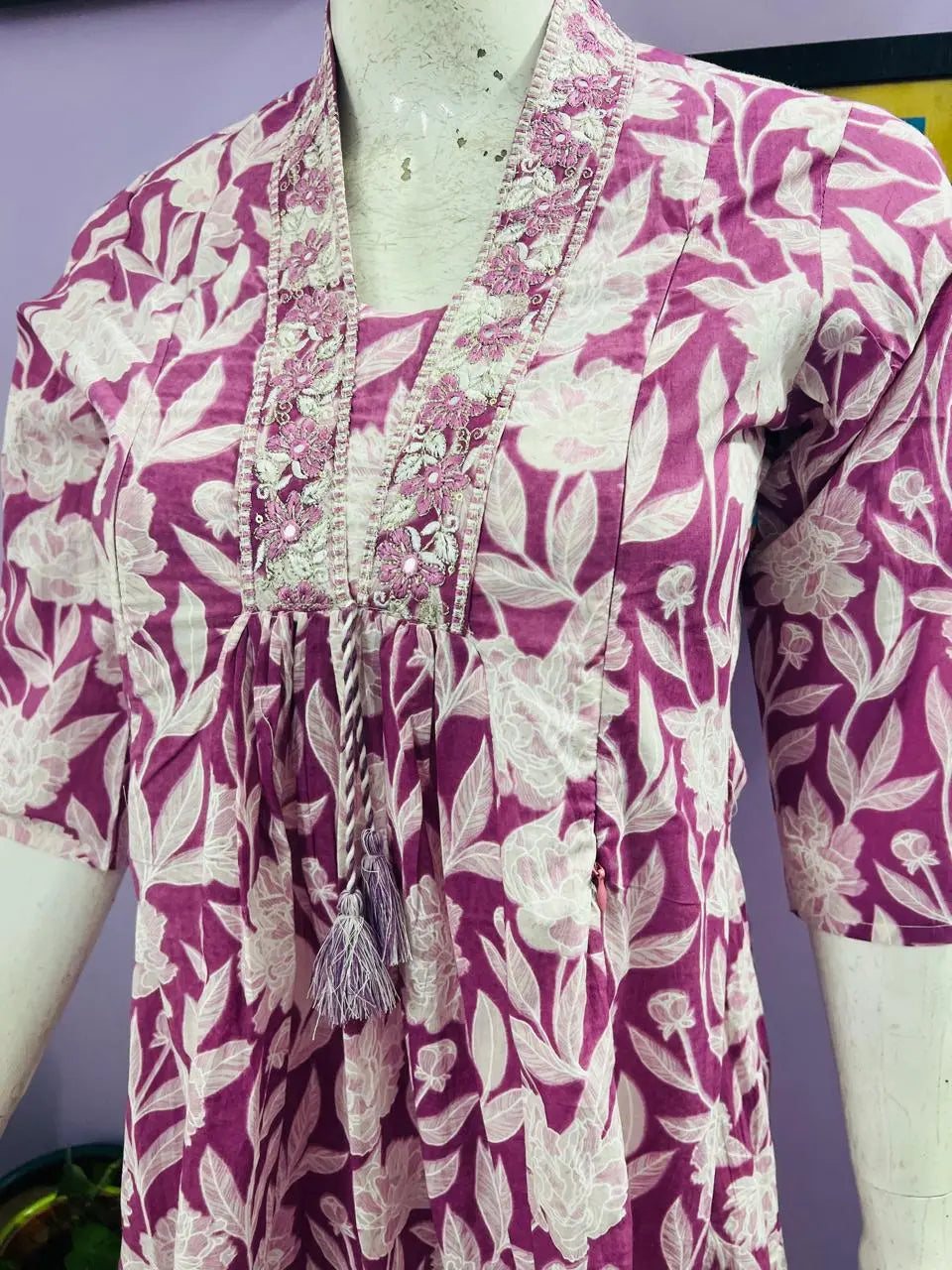 MUMZHUG PRINTED COTTON EMBROIDERED KURTA PANT AND DUPATTA SET FOR FEEDING AND MATERNITY PURPOSE mumzhug Feeding suit set