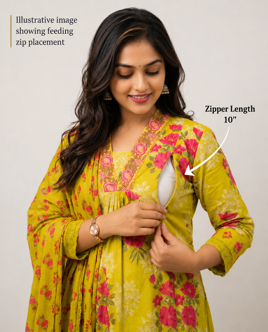 Yellow Pure Cotton Maternity & Feeding Kurta Pant Set with Dupatta – Mumzhug Ethnic Wear