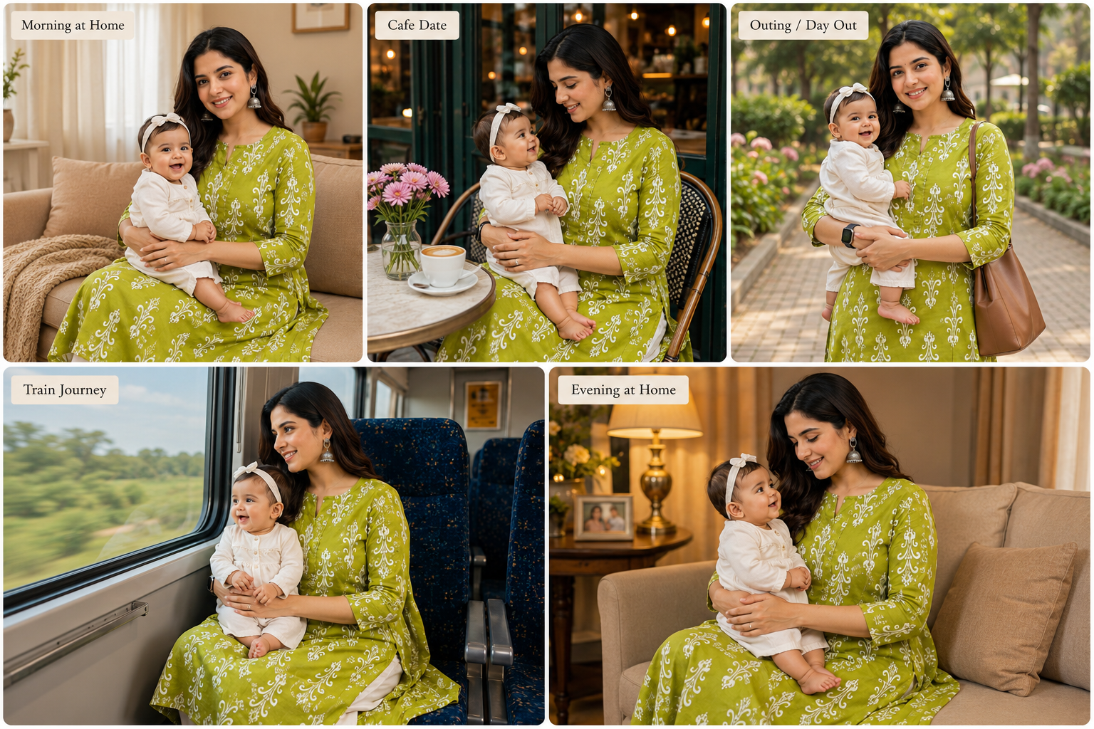 Mumzhug pure cotton jaipuri print green feeding kurta