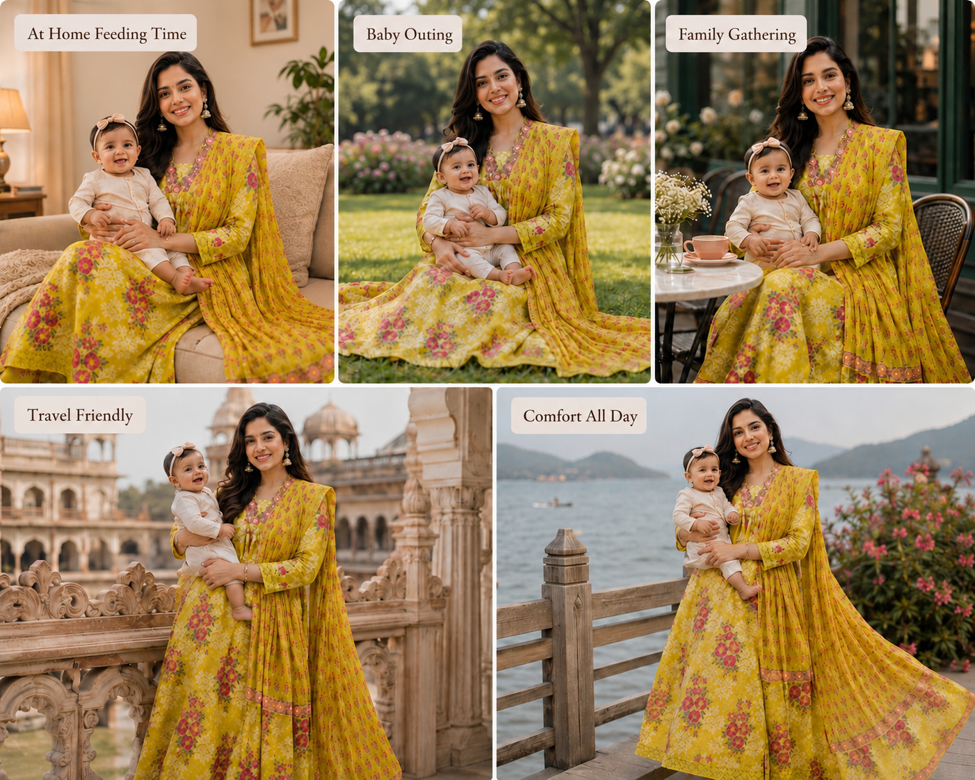 Yellow Pure Cotton Maternity & Feeding Kurta Pant Set with Dupatta – Mumzhug Ethnic Wear
