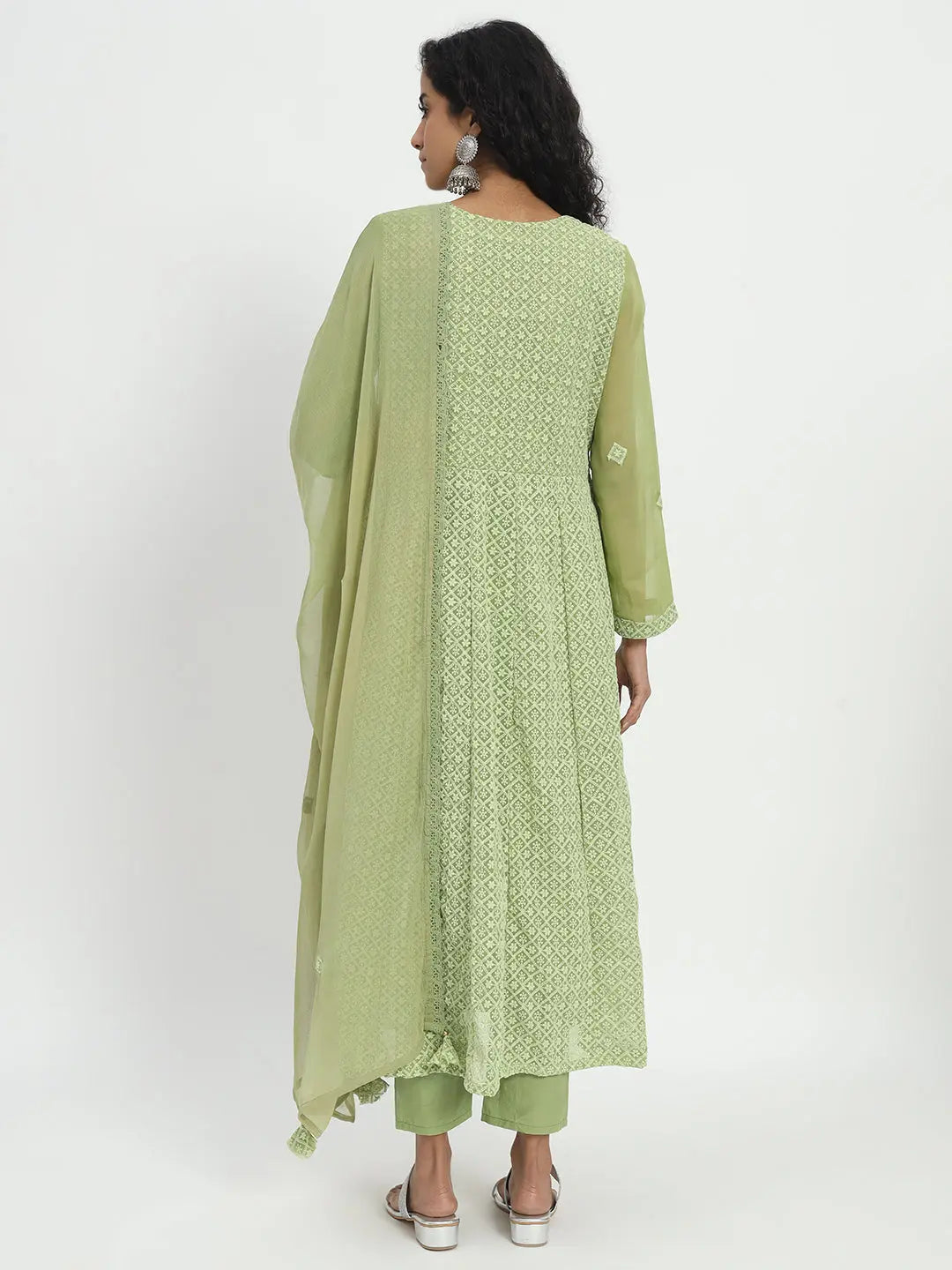 GEORGETTE CHIKANKARI ANARKALI SET WITH PANT AND DUPATTA FOR FEEDING AND MATERNITY PURPOSE mumzhug