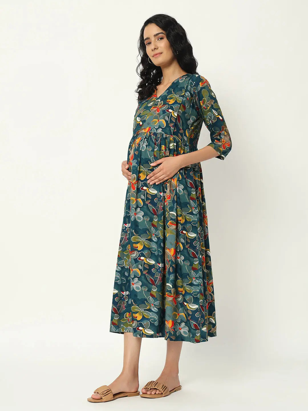 Cotton Prented Flared Kurta For Feeding And Maternity Purpose mumzhug